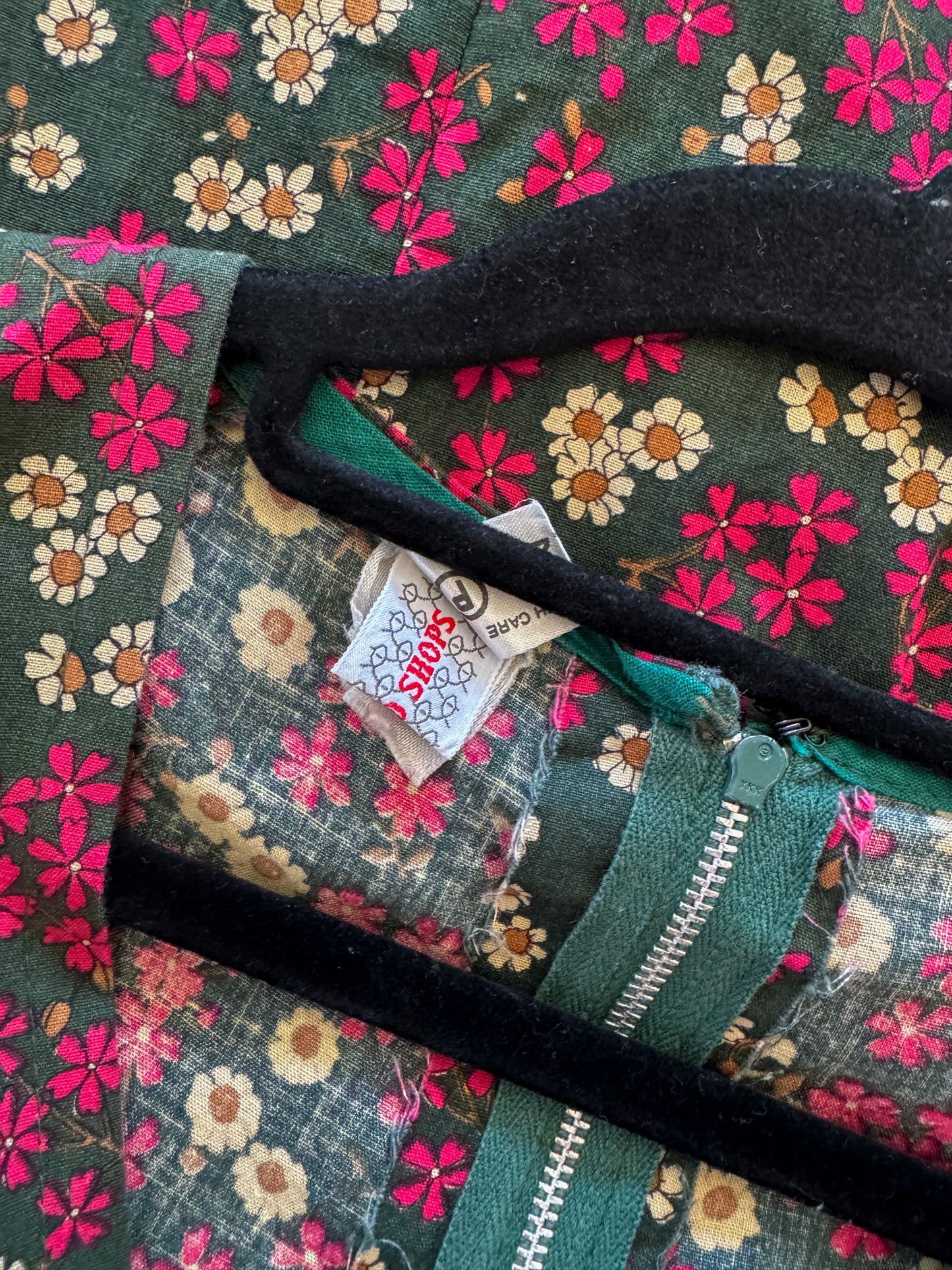 VINTAGE 1970S RICHARD SHOPS COTTON FLORAL PRINT MAXI PRAIRIE DRESS S/M