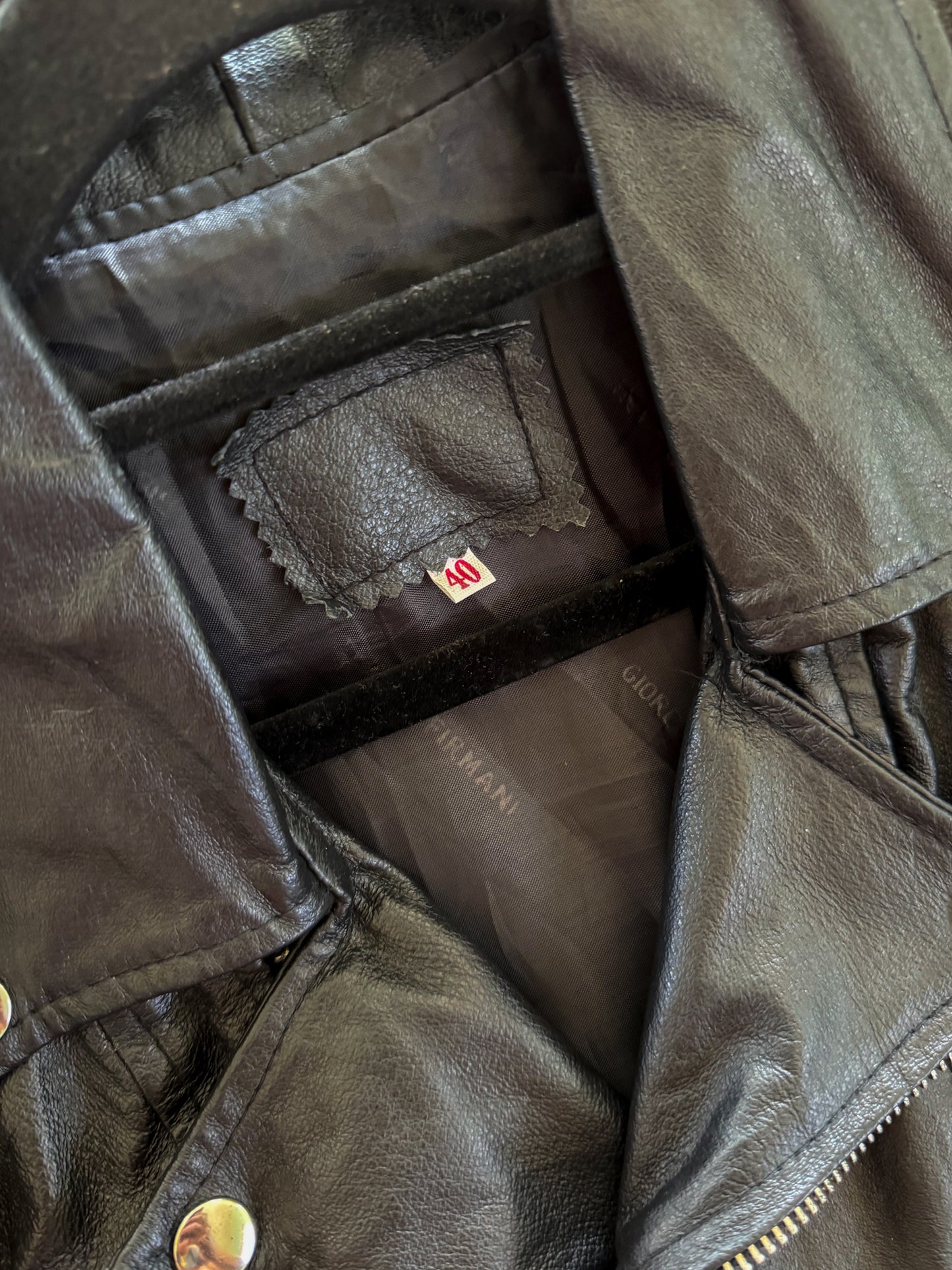 VINTAGE 1980S GIORGIO FIRMANI BLACK LEATHER MOTORCYCLE JACKET M