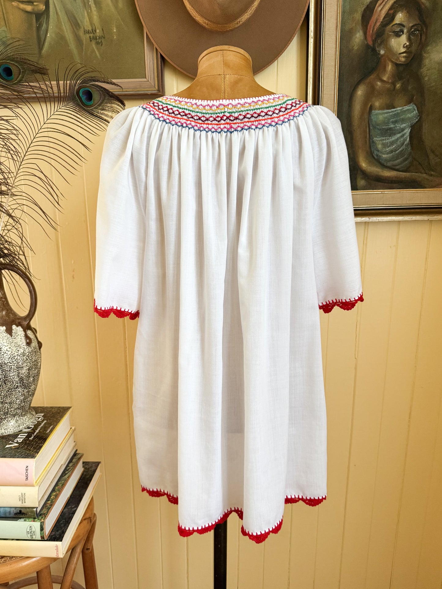 VINTAGE 1980S COTTON BLEND EMBROIDERED FOLK BLOUSE M/L/XL