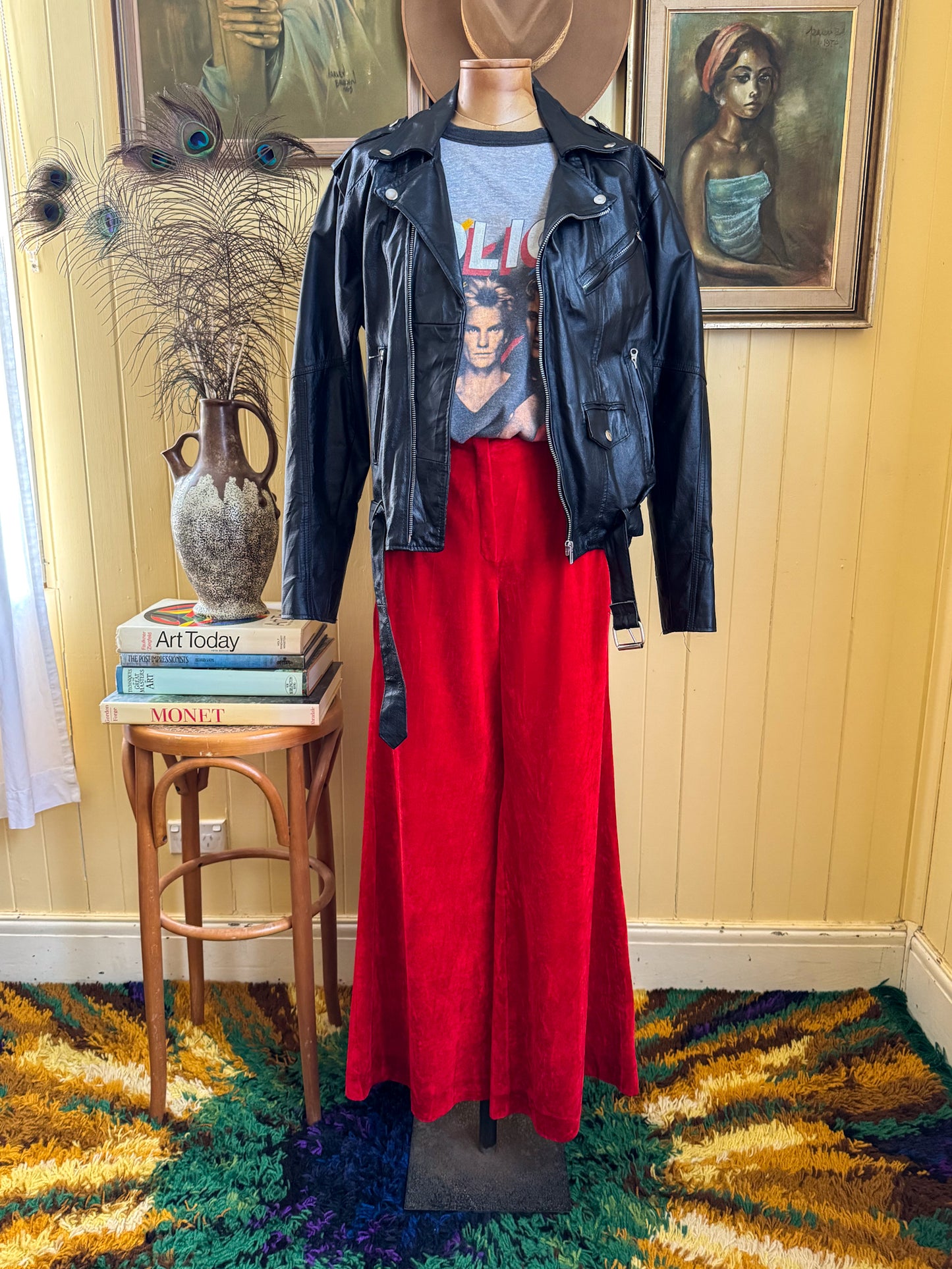 VINTAGE 1980S GIORGIO FIRMANI BLACK LEATHER MOTORCYCLE JACKET M