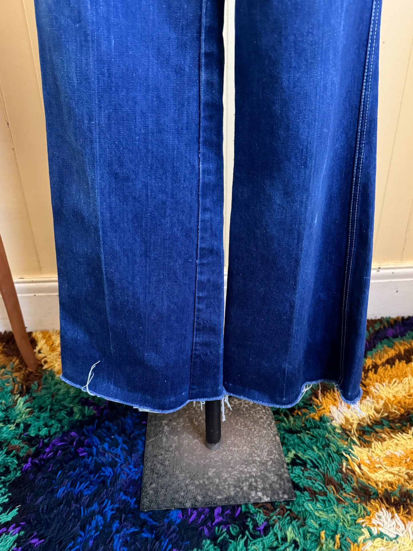 VINTAGE 1970S BLUES UNION WIDE LEG HIGH WAIST DENIM JEANS M