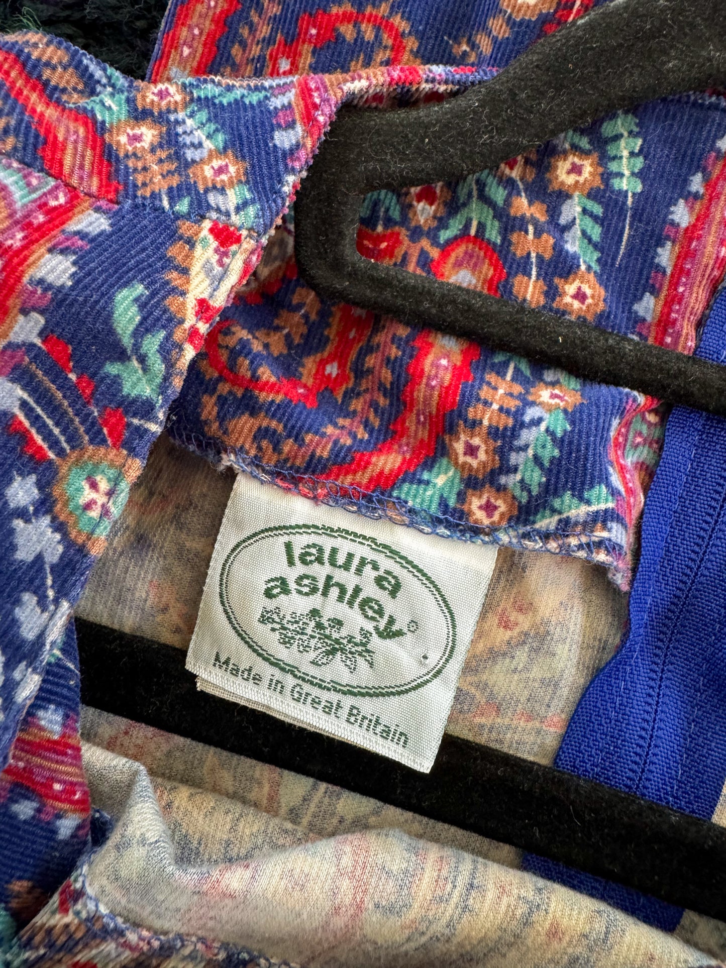 VINTAGE 1980S ENGLISH LAURA ASHLEY COTTON CORDUROY PAISLEY PRAIRIE DRESS S