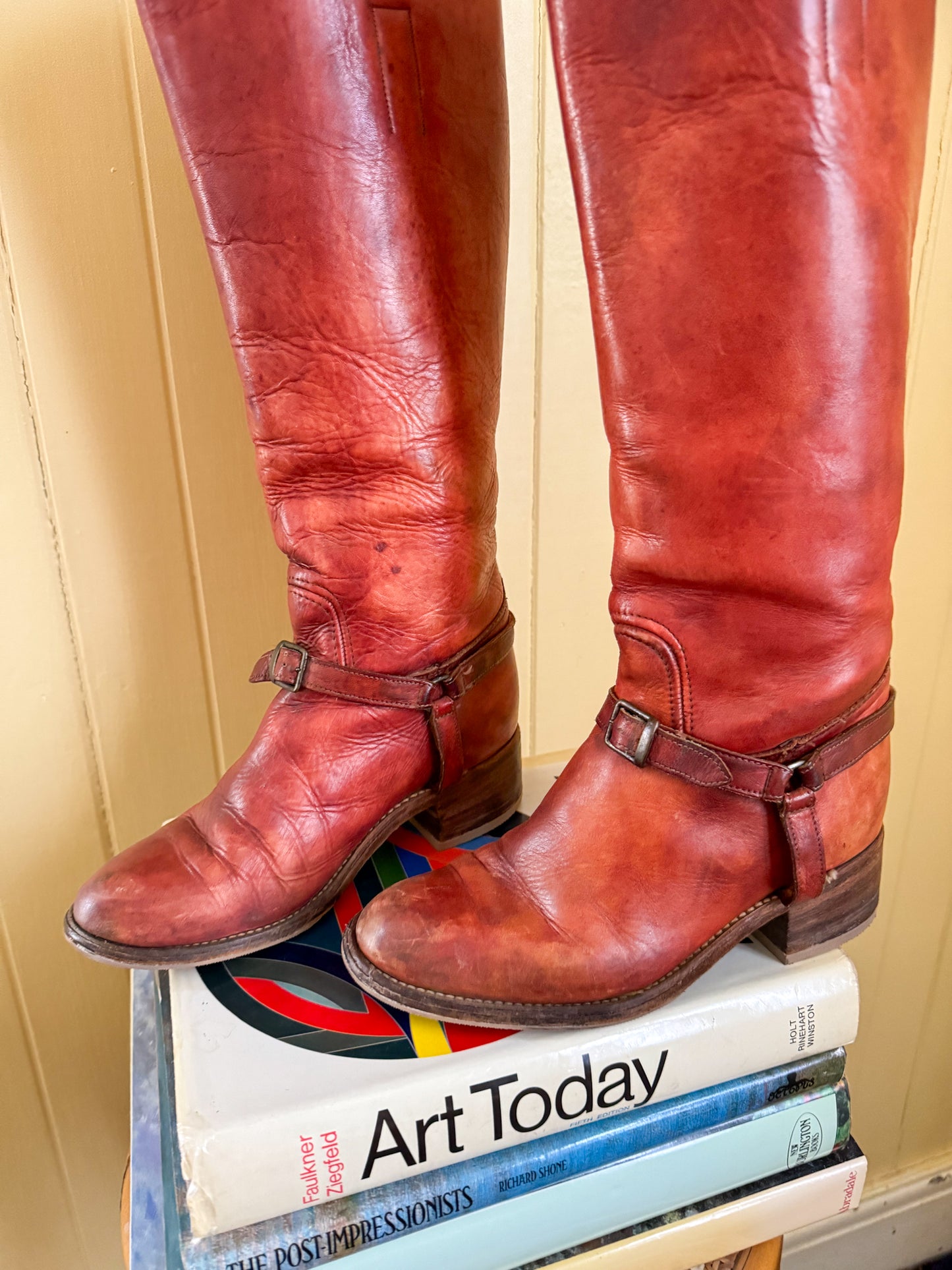 VINTAGE FRYE BLACK LABEL LEATHER TALL HARNESS RIDING BOOTS 6.5