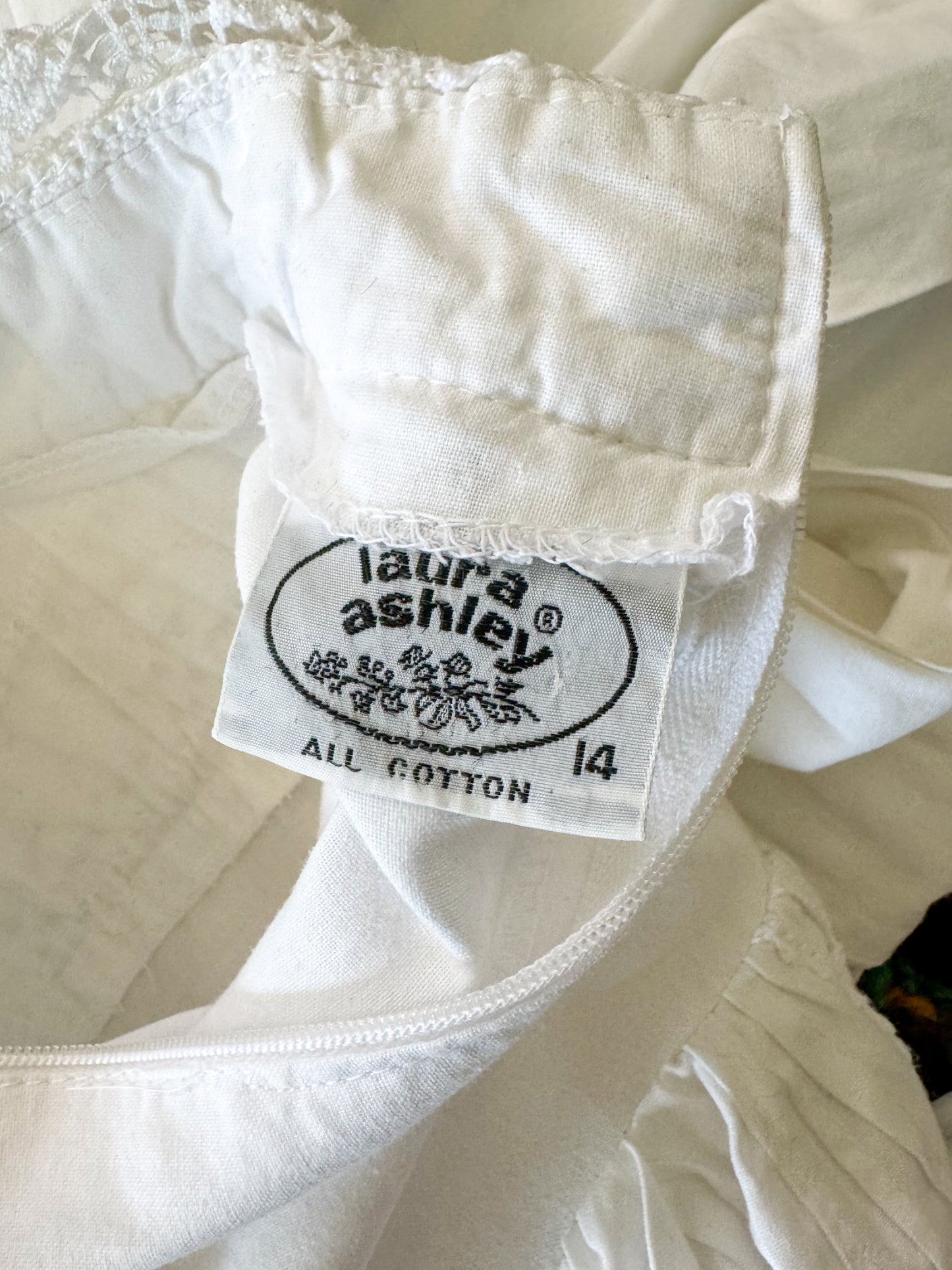 VINTAGE 1970S ENGLISH LAURA ASHLEY COTTON MAXI VICTORIANA PRAIRIE DRESS M