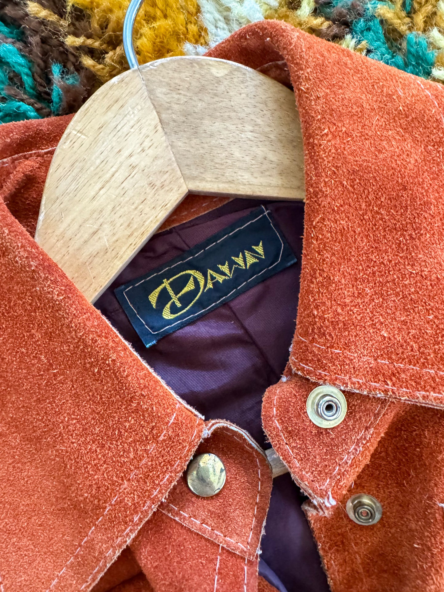 VINTAGE 1970S DAWN LEATHERCRAFT NEW YORK SUEDE LEATHER TAILORED JACKET XS