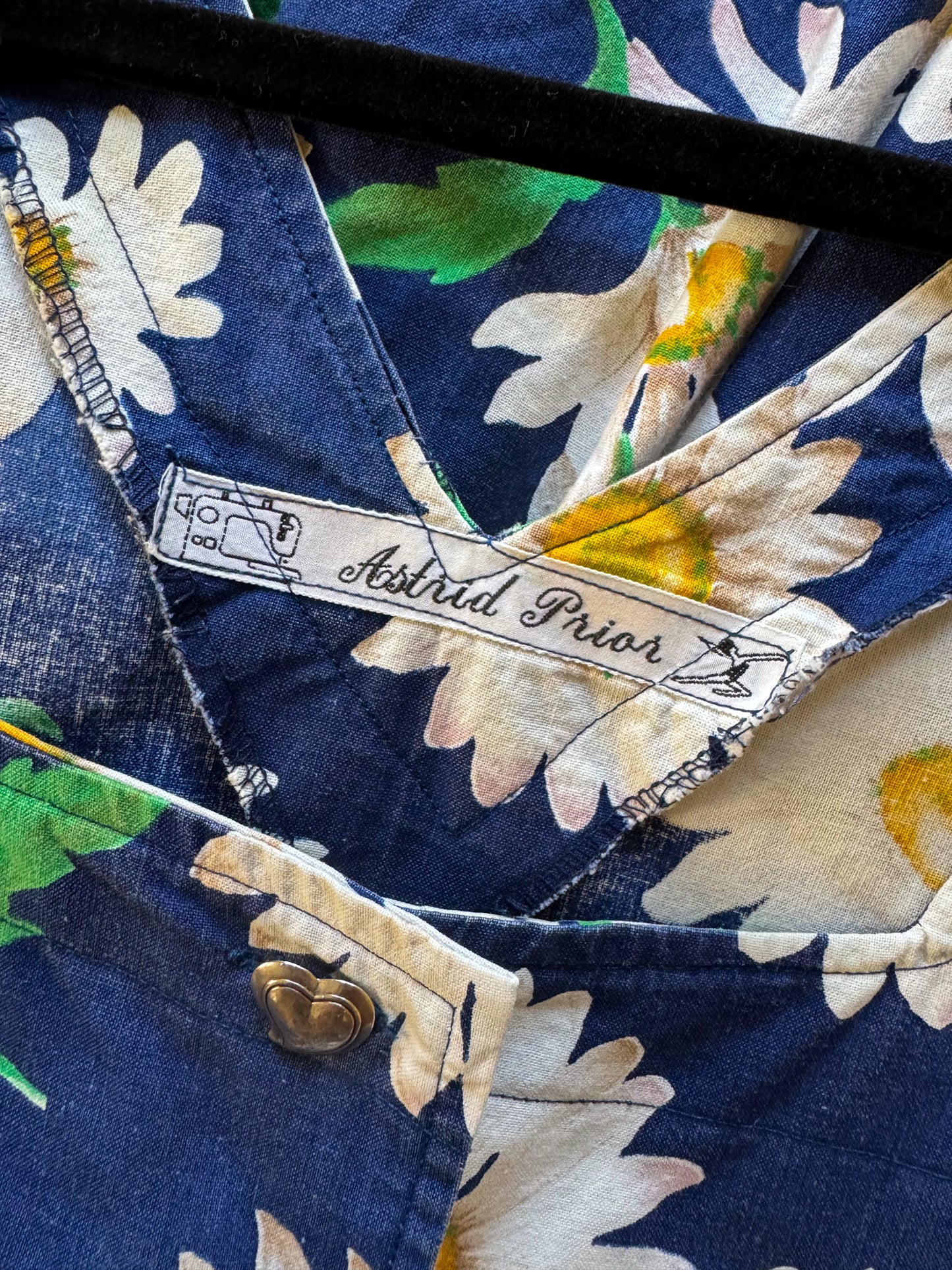 VINTAGE 1980S ASTRID PRIOR DAISY FLORAL PRINT PRAIRIE DRESS M