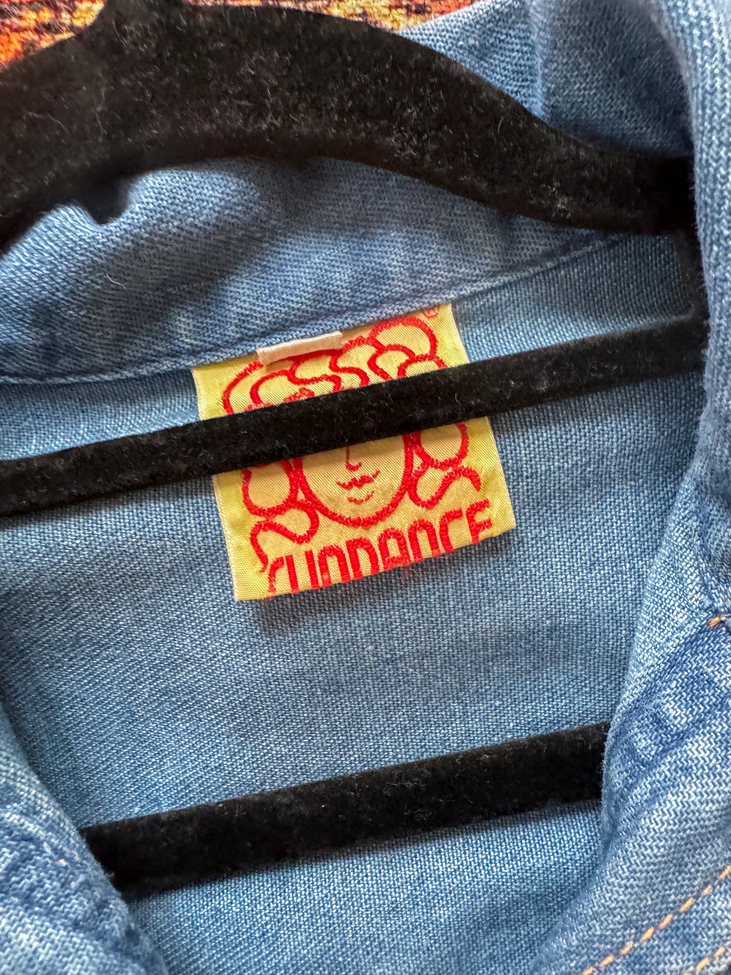 VINTAGE 1970S SUNDANCE COTTON DENIM BUTTON THROUGH MIDI SHIRT DRESS S
