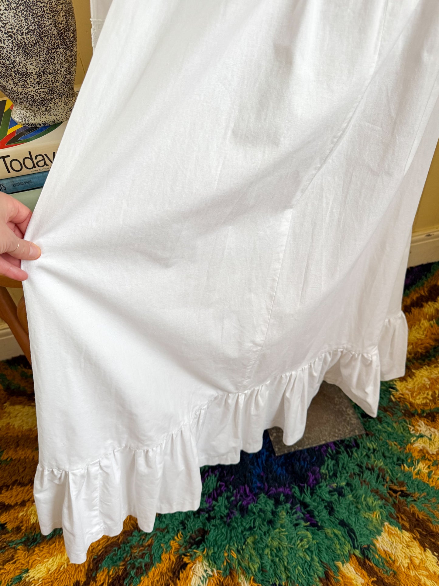 VINTAGE 1970S ENGLISH LAURA ASHLEY COTTON MAXI VICTORIANA PRAIRIE DRESS M