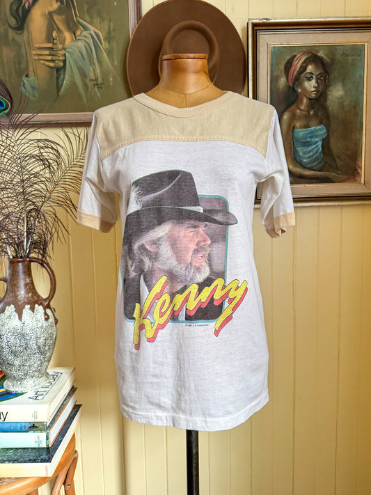 VINTAGE 1981 RARE KENNY ROGERS NORTH AMERICAN TOUR PRINT SOUVENIR TOUR TSHIRT S/M
