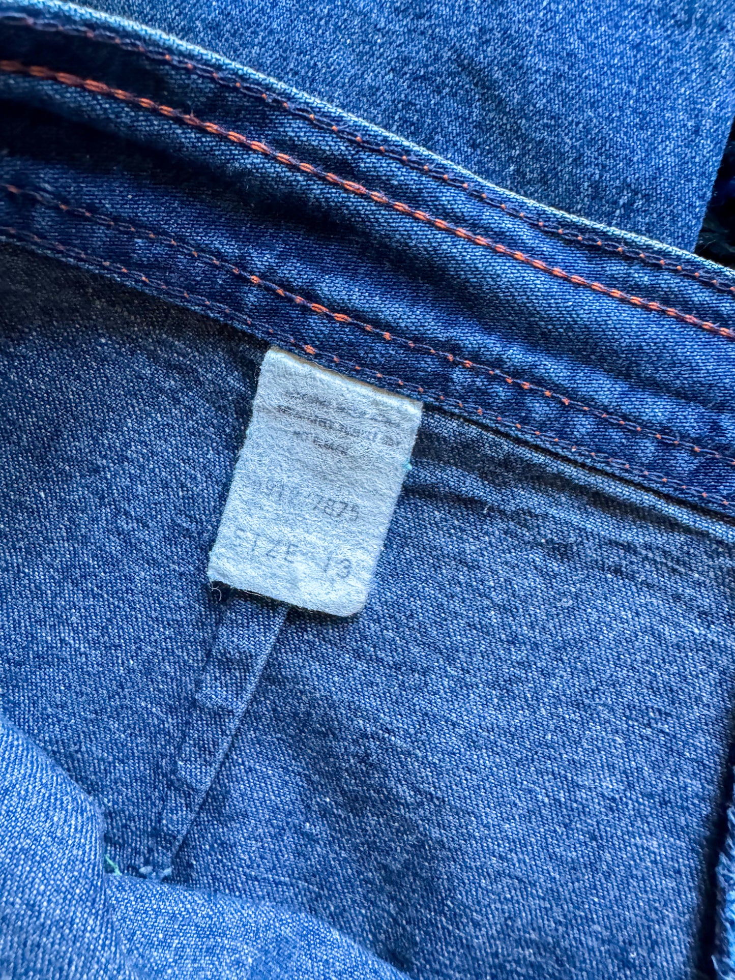 VINTAGE 1970S STUFFED HIGH WAIST RAINBOW STITCH CROPPED DENIM JEANS M