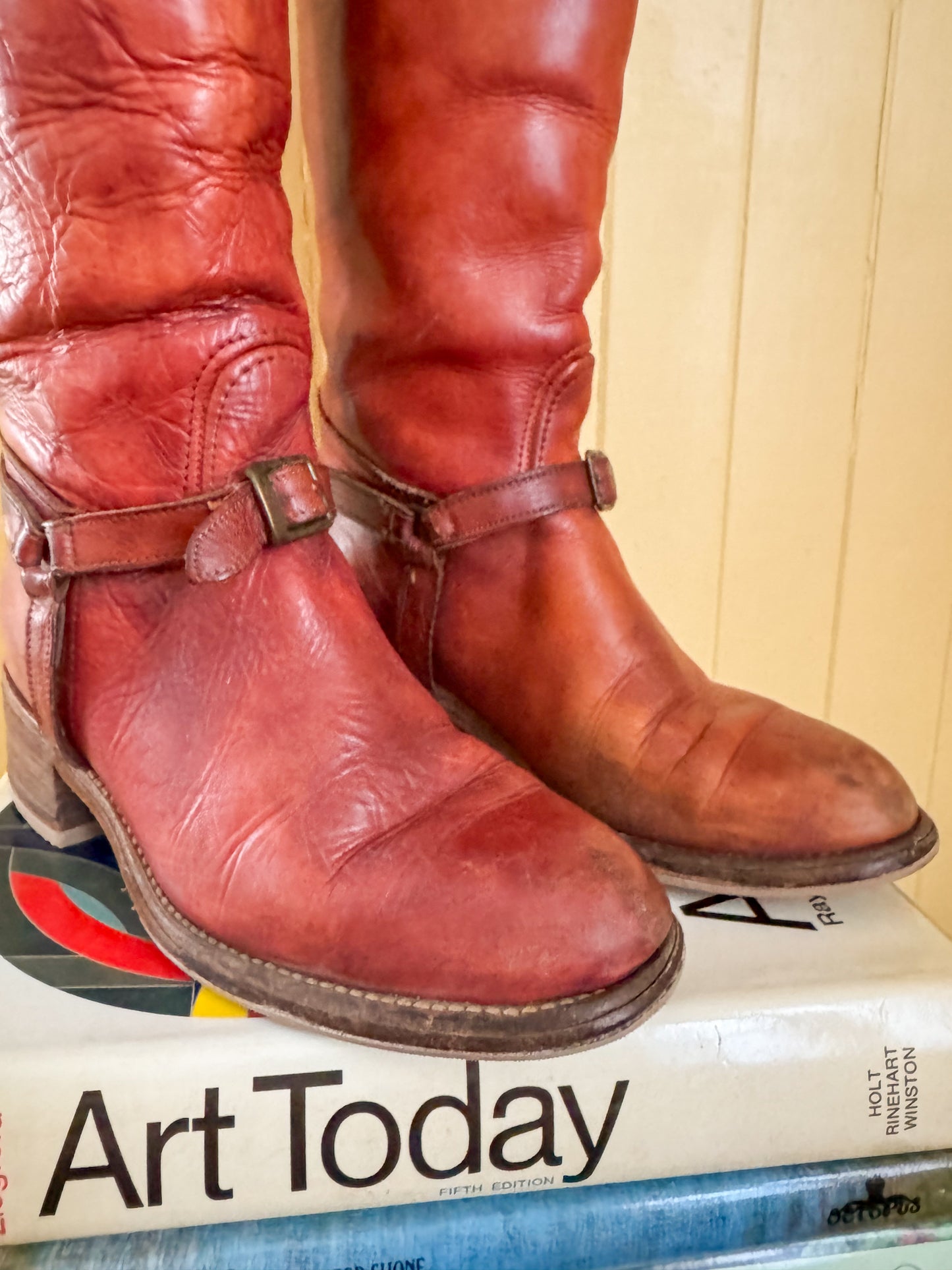 VINTAGE FRYE BLACK LABEL LEATHER TALL HARNESS RIDING BOOTS 6.5