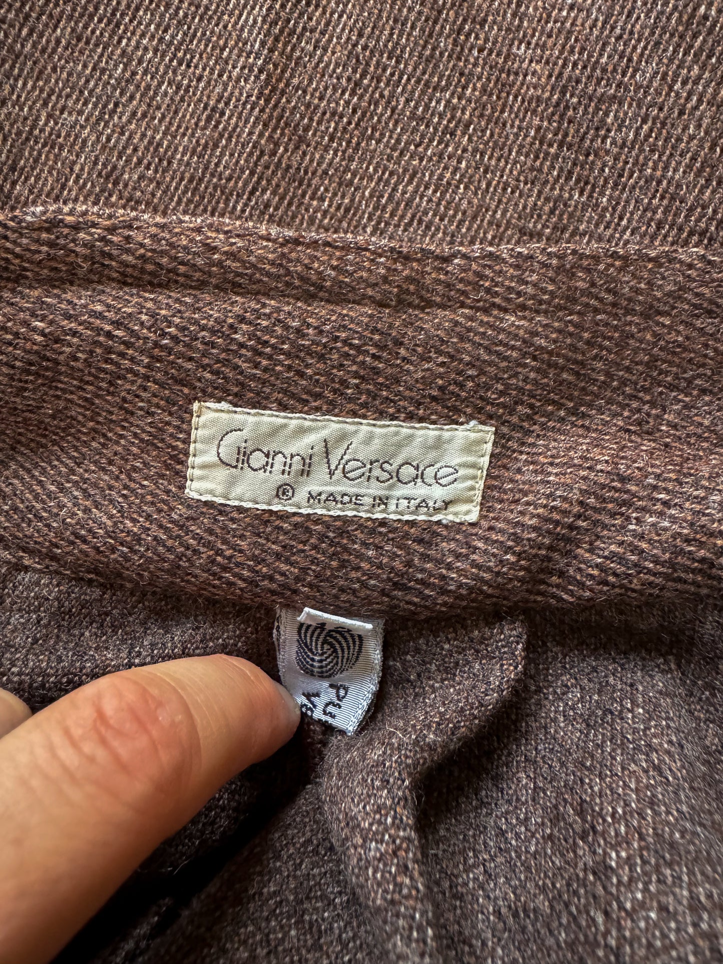 VINTAGE 1980S ITALIAN GIANNI VERSACE PURE WOOL TAILORED TAPERED PANTS S/M