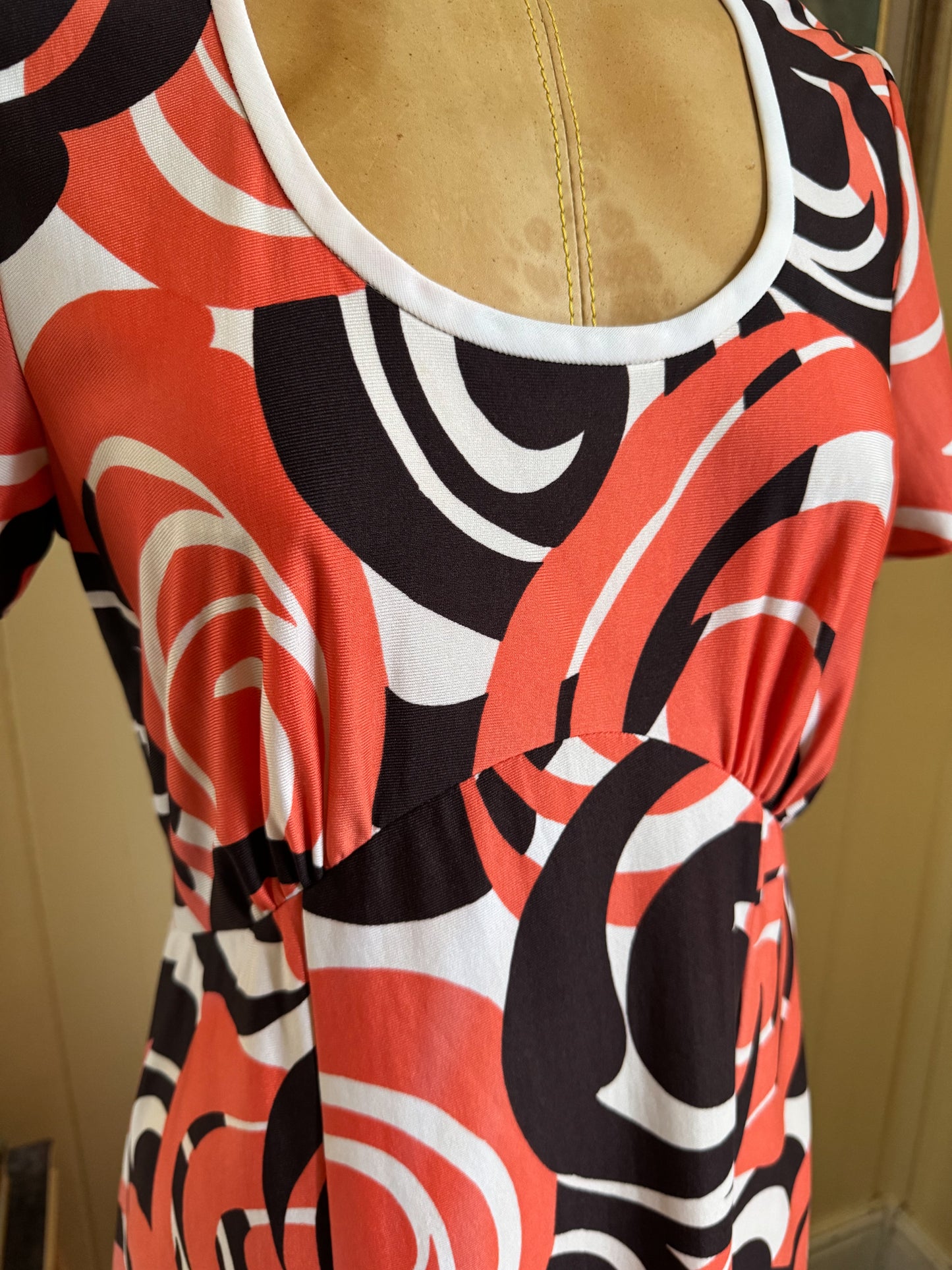 VINTAGE 1970S COLLETTE SYDNEY PSYCHEDELIC FLORAL PRINT MAXI DRESS M