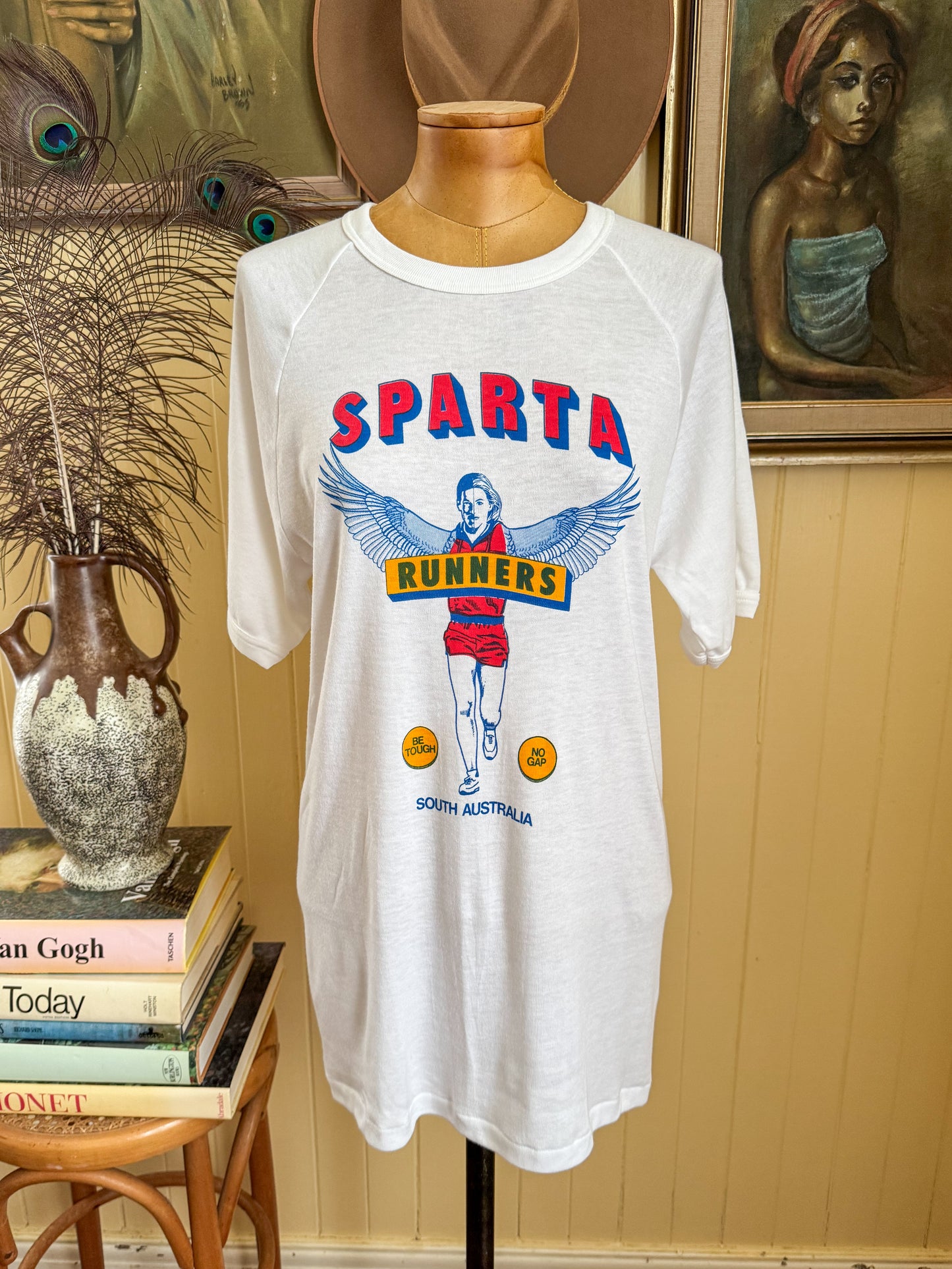 VINTAGE 1980S BONDS SPARTA RUNNERS SINGLE STITCH RINGER T-SHIRT XL