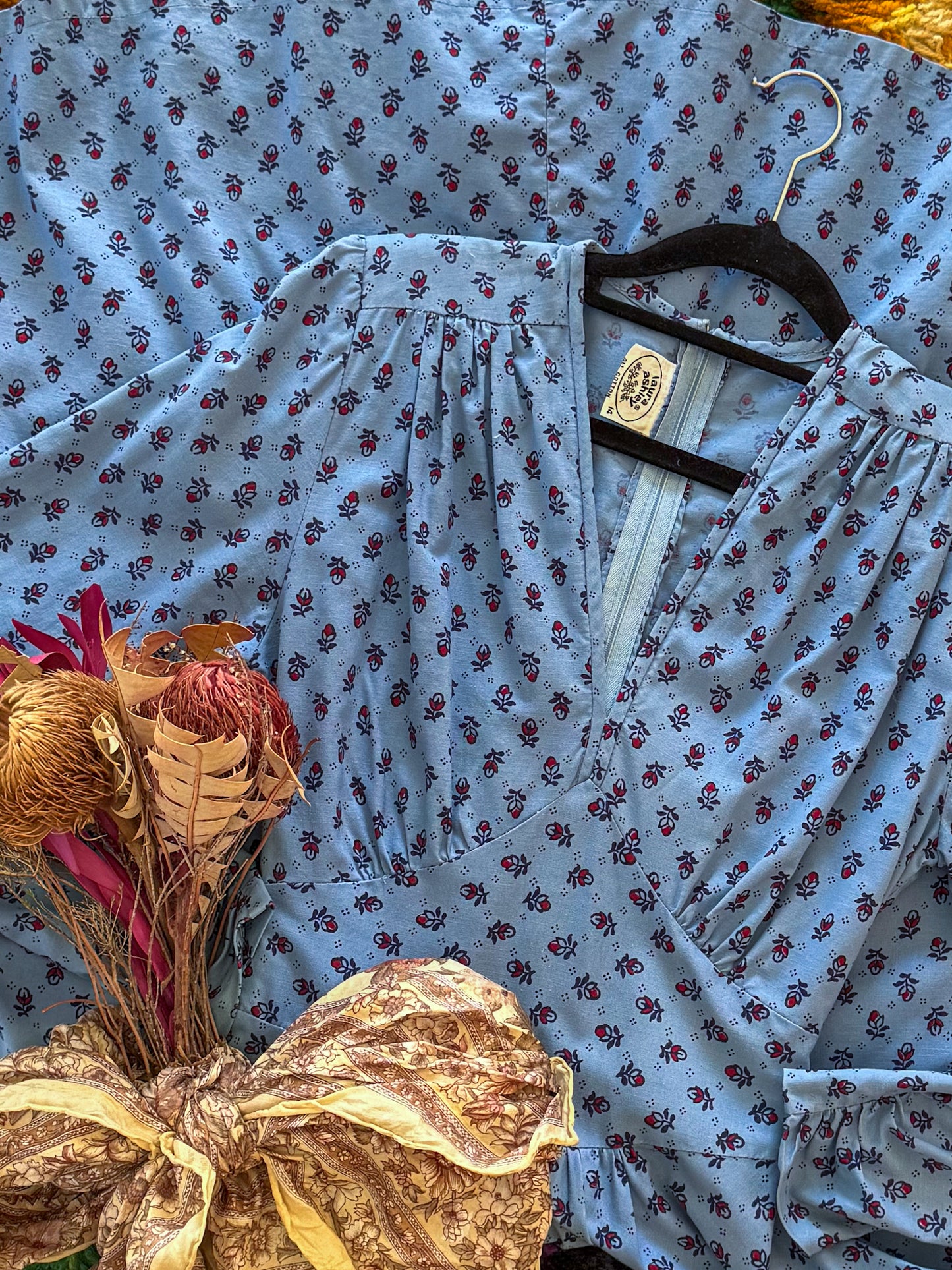 VINTAGE 1980S LAURA ASHLEY AUSTRALIAN COTTON FLORAL PRINT PRAIRIE DRESS M
