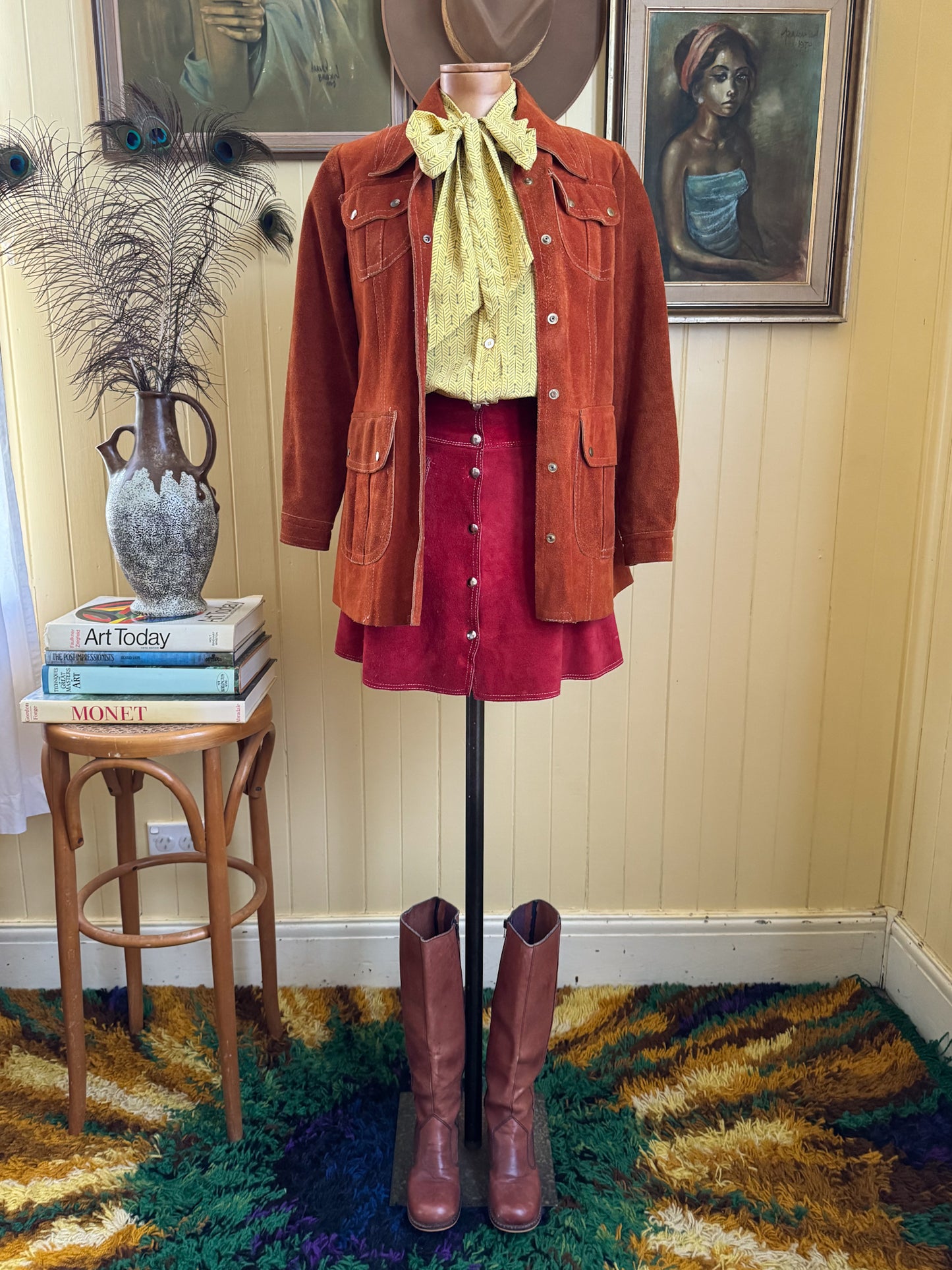 VINTAGE 1970S DAWN LEATHERCRAFT NEW YORK SUEDE LEATHER TAILORED JACKET XS