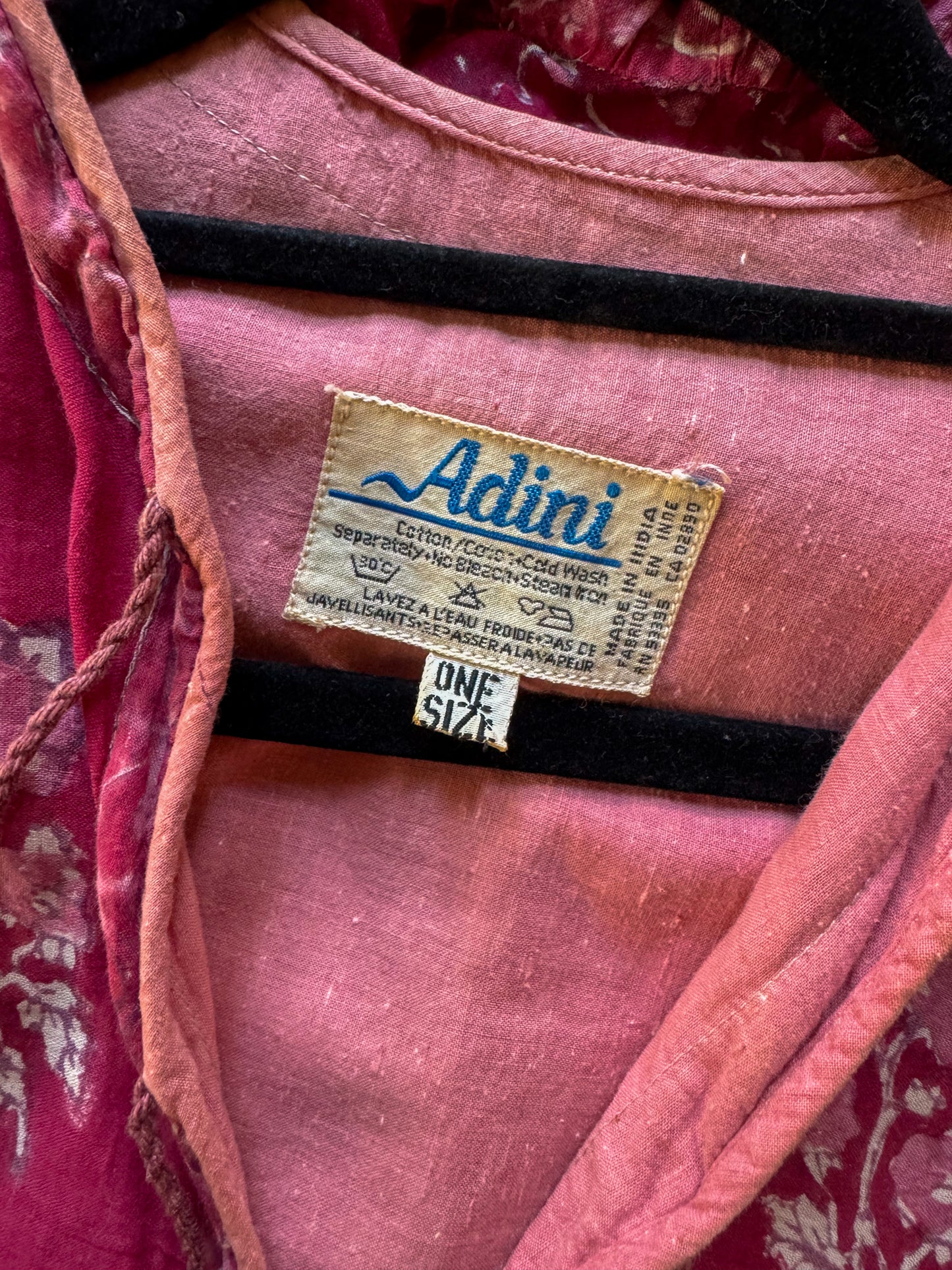VINTAGE 1970S RARE ADINI INDIAN COTTON GAUZE MIDI DRESS S