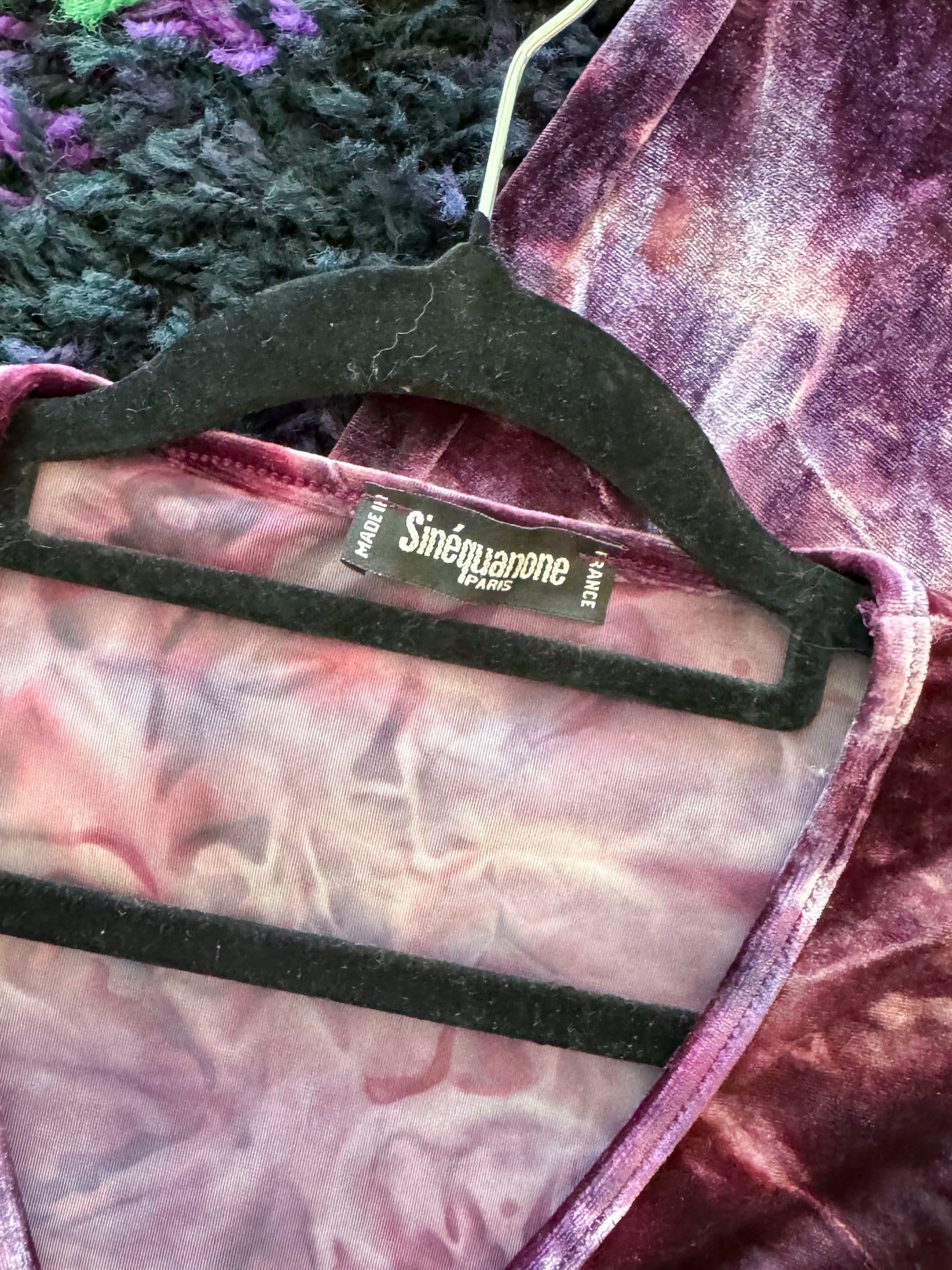 VINTAGE 1990S SINEQUANONE PARIS VELVET TIE DYE MAXI DRESS S