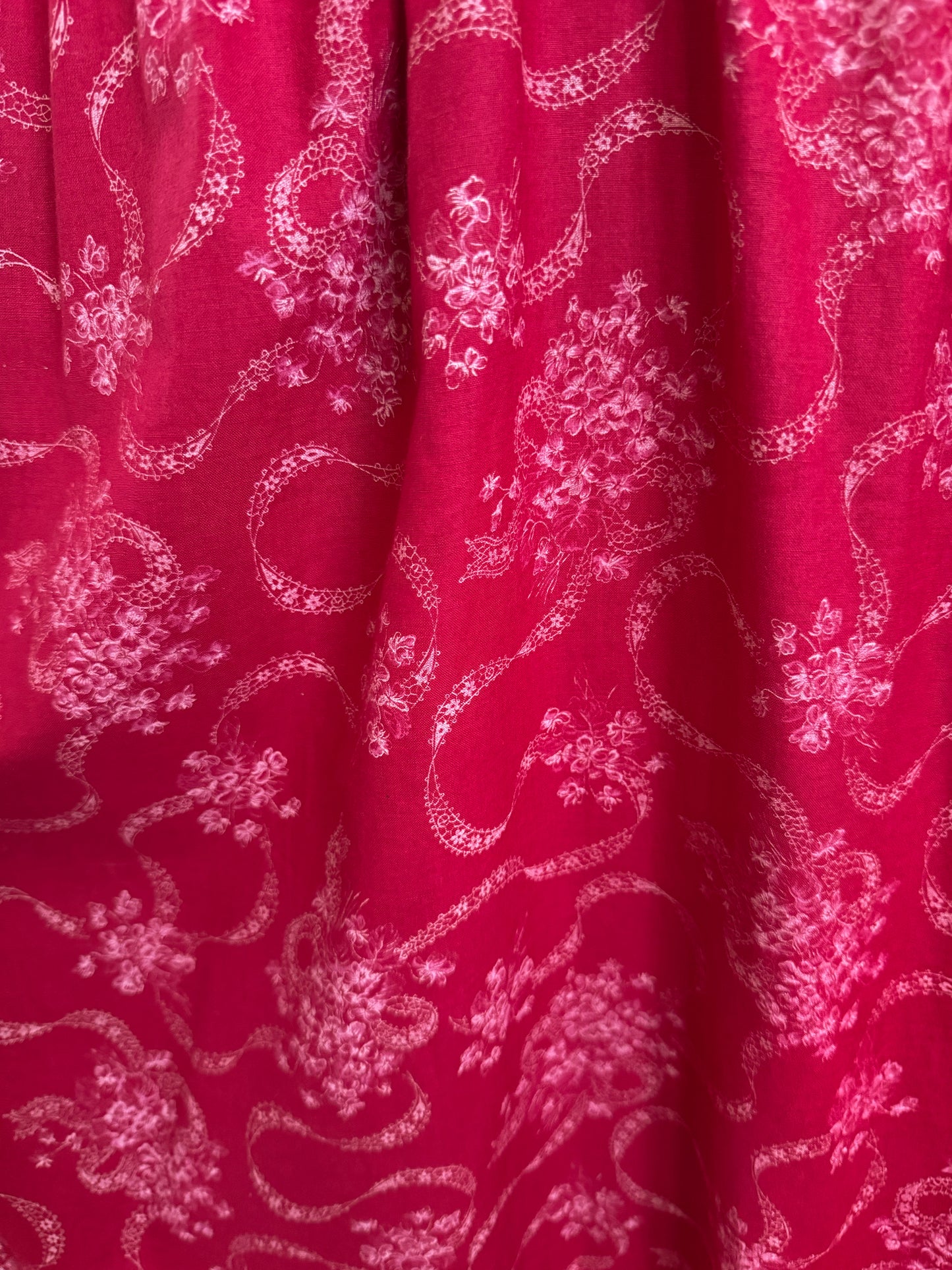 VINTAGE 1980S GUNNE SAX BY JESSICA MCCLINTOCK COTTON FLORAL LACE PRAIRIE SKIRT M/L