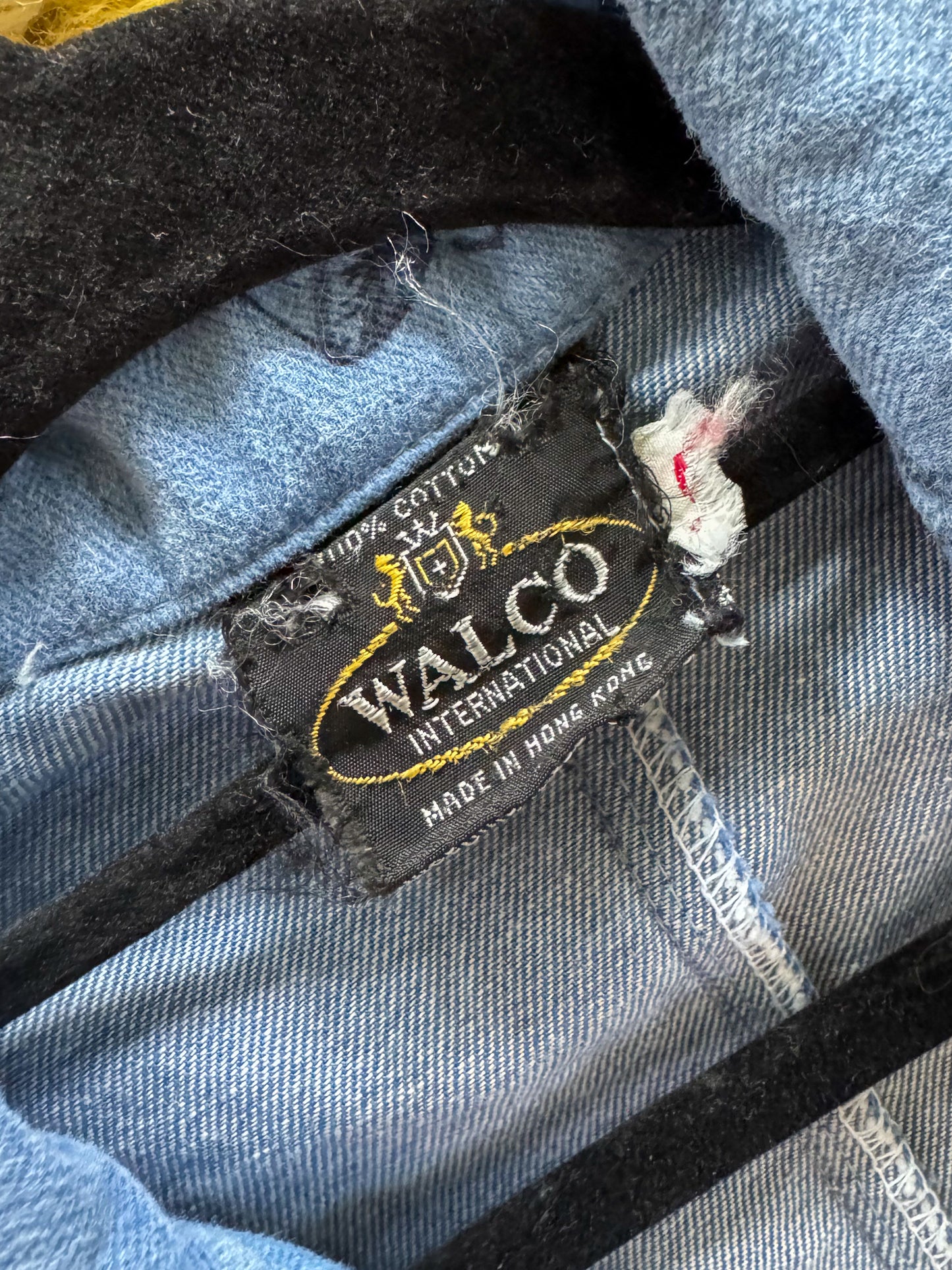 VINTAGE 1970S WALCO COTTON DENIM ASTROSCOPE PRINT BLAZER JACKET S