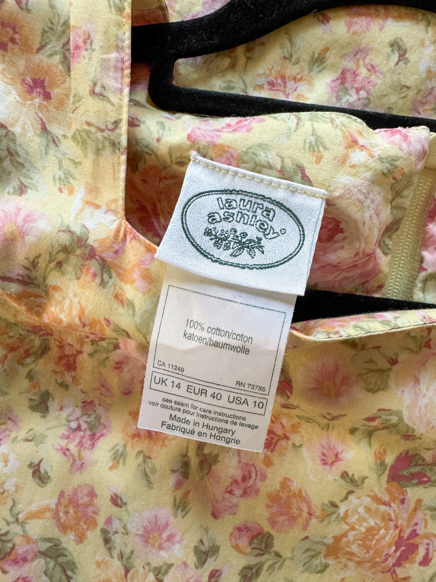VINTAGE 1990S LAURA ASHLEY COTTON FLORAL PRINT PRAIRIE DRESS M/L