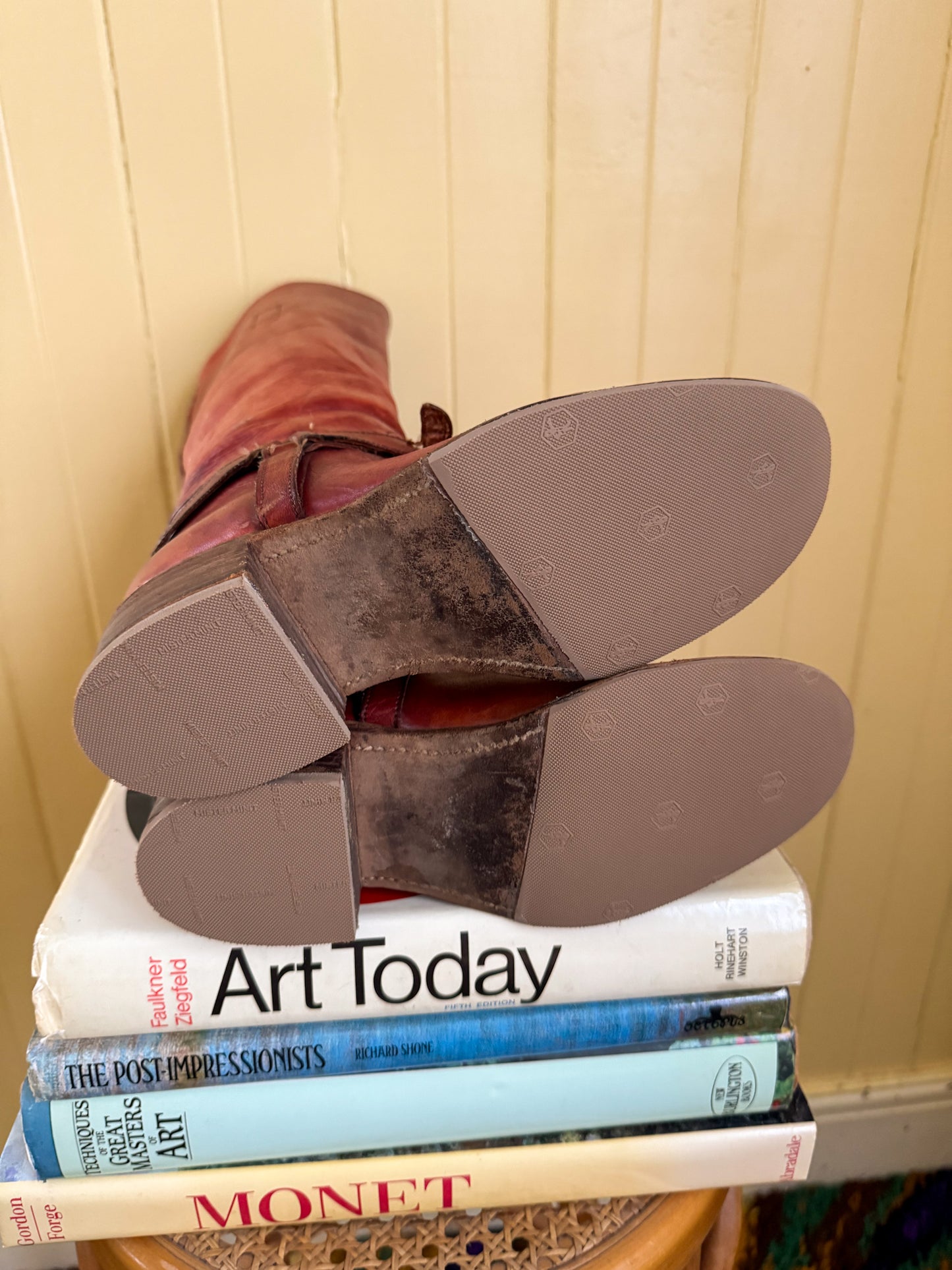 VINTAGE FRYE BLACK LABEL LEATHER TALL HARNESS RIDING BOOTS 6.5