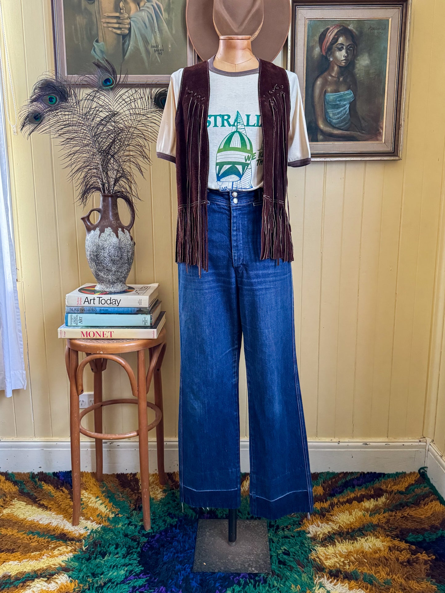VINTAGE 1980S SCAGGS HIGH WAIST STRAIGHT LEG DENIM JEANS S/M