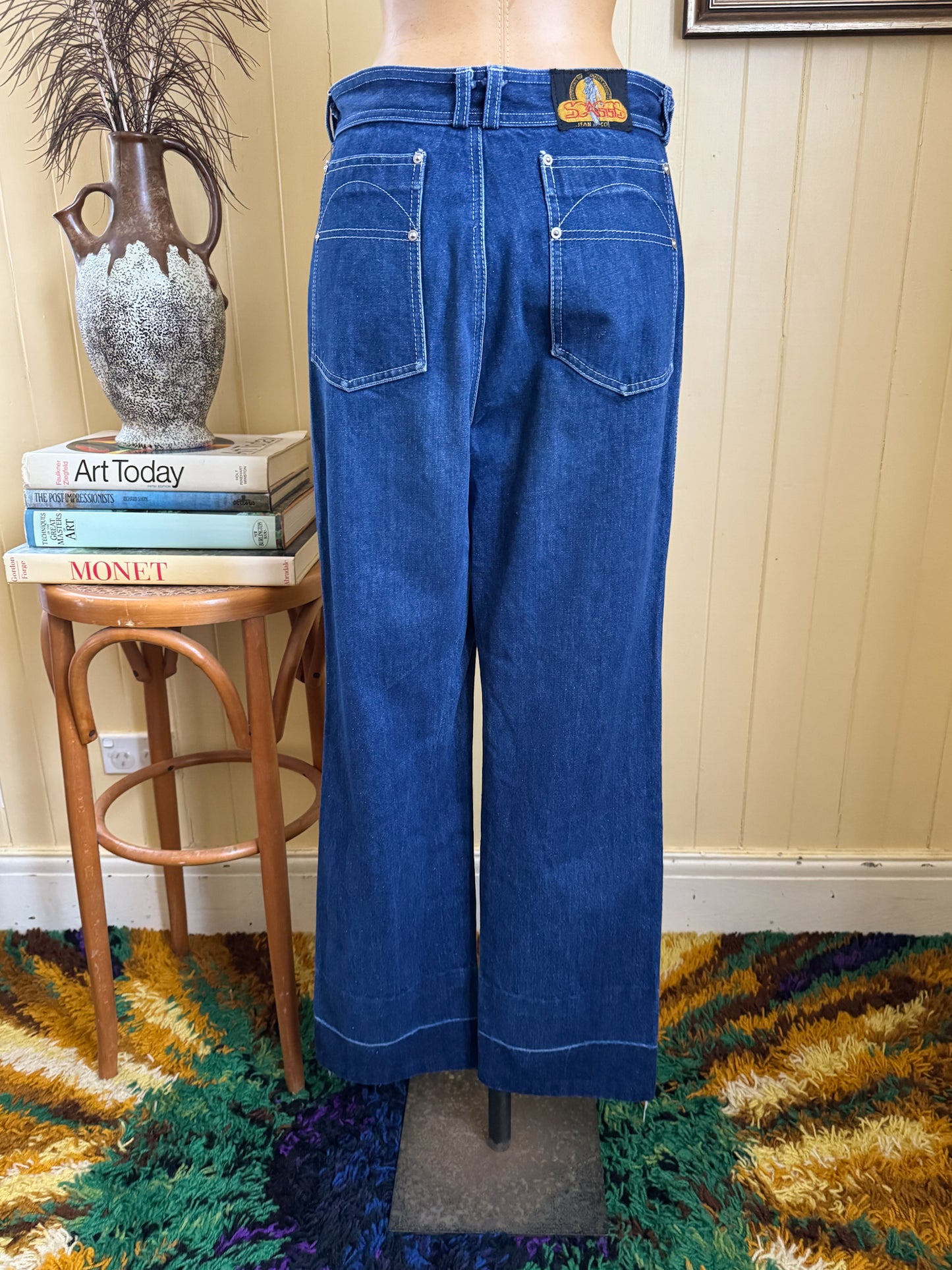 VINTAGE 1980S SCAGGS HIGH WAIST STRAIGHT LEG DENIM JEANS S/M