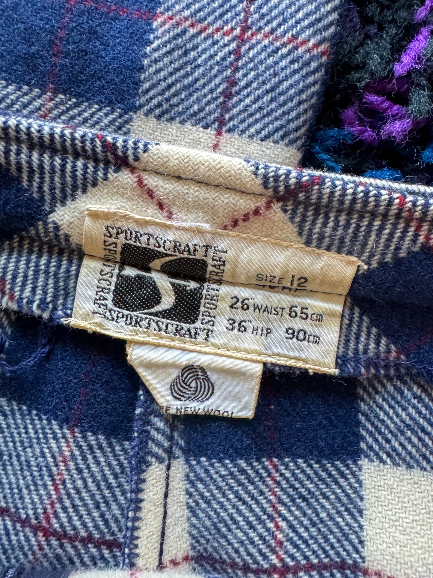 VINTAGE 1970S SPORTSCRAFT PURE WOOL PLAID WIDE LEG FLARED PANTS S/M