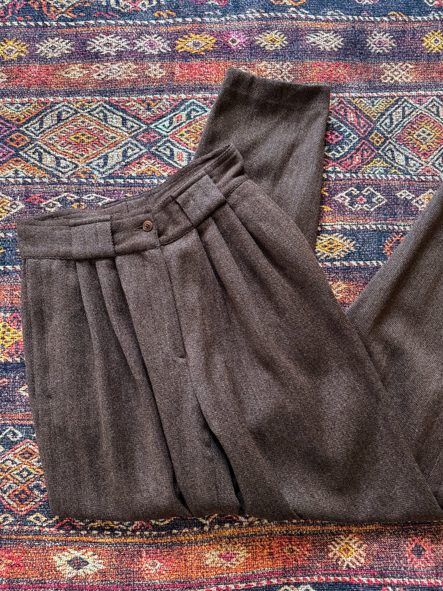 VINTAGE 1980S ITALIAN GIANNI VERSACE PURE WOOL TAILORED TAPERED PANTS S/M