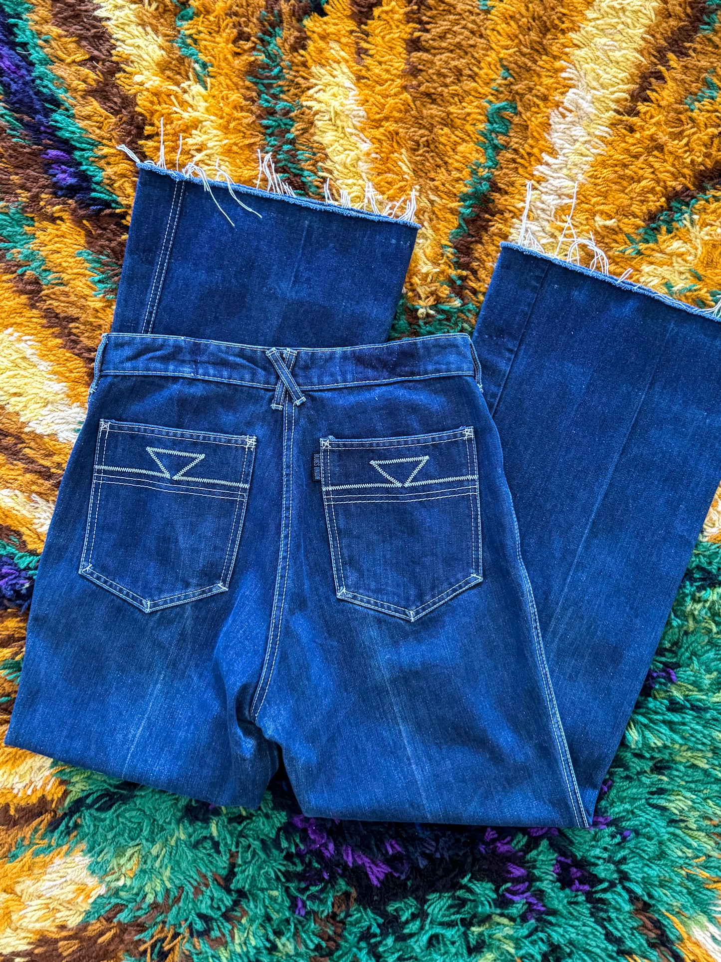 VINTAGE 1970S BLUES UNION WIDE LEG HIGH WAIST DENIM JEANS M