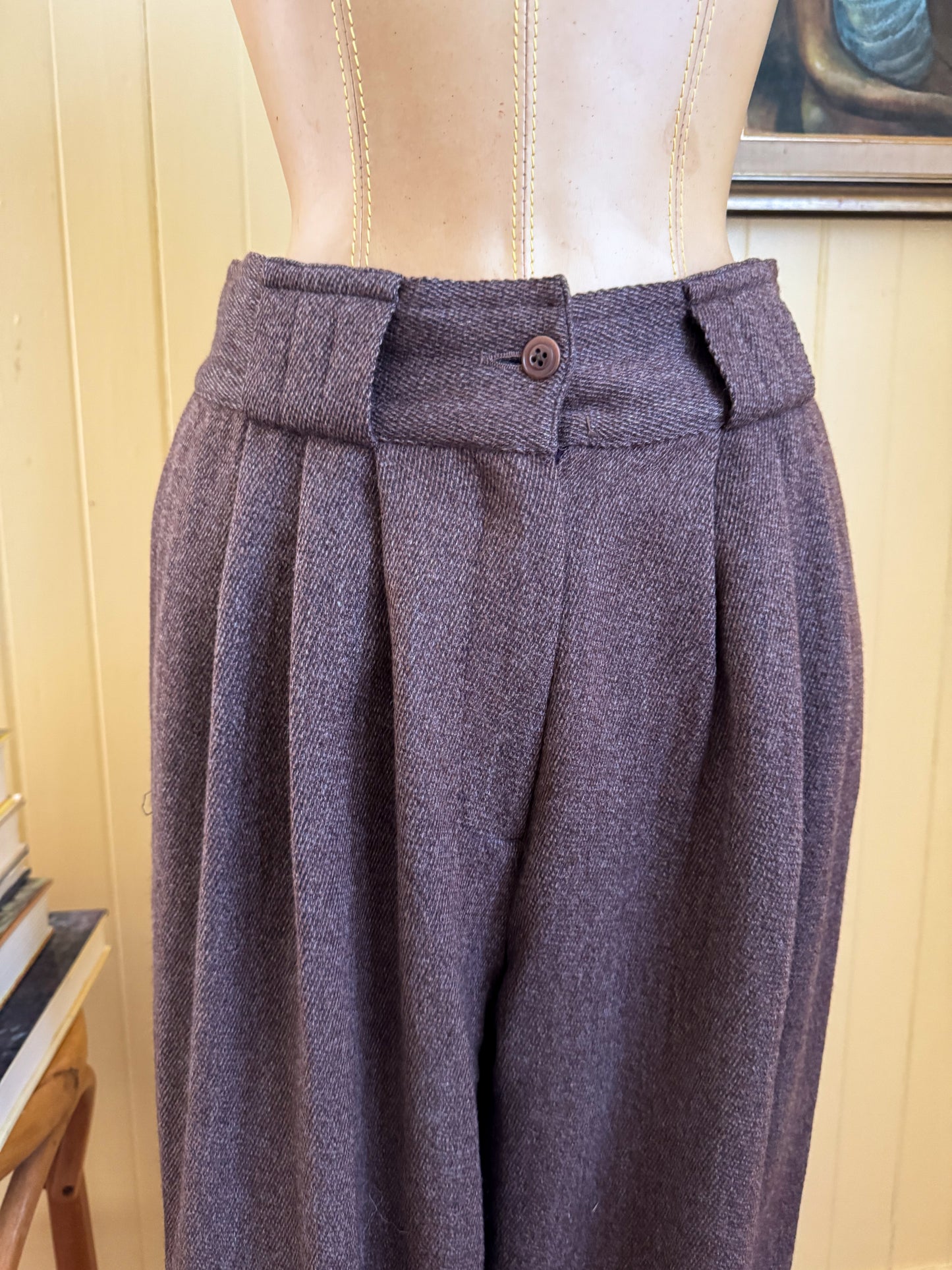 VINTAGE 1980S ITALIAN GIANNI VERSACE PURE WOOL TAILORED TAPERED PANTS S/M