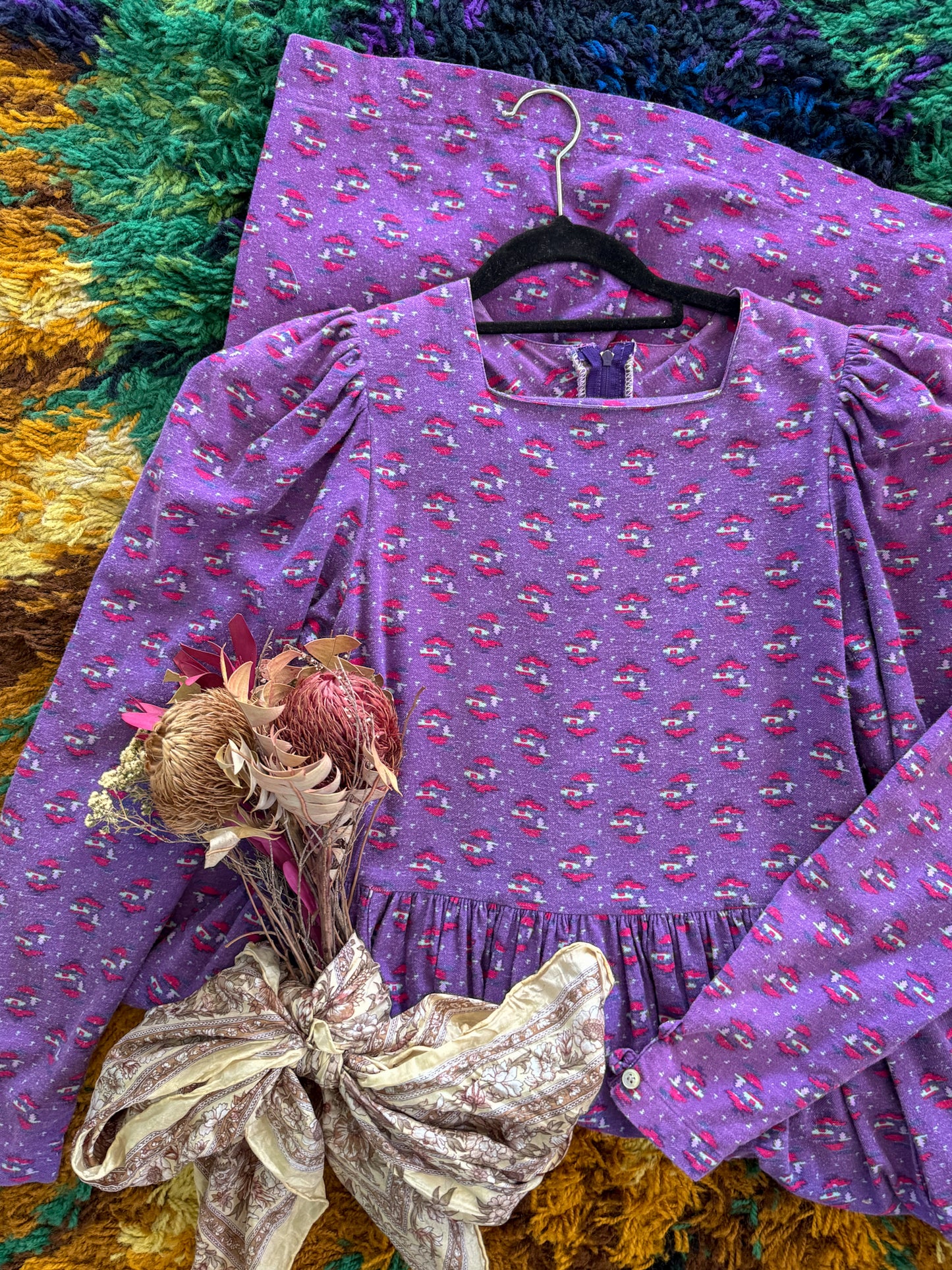 VINTAGE 1980S LAURA ASHLEY COTTON FLORAL PRINT PRAIRIE DRESS S/M