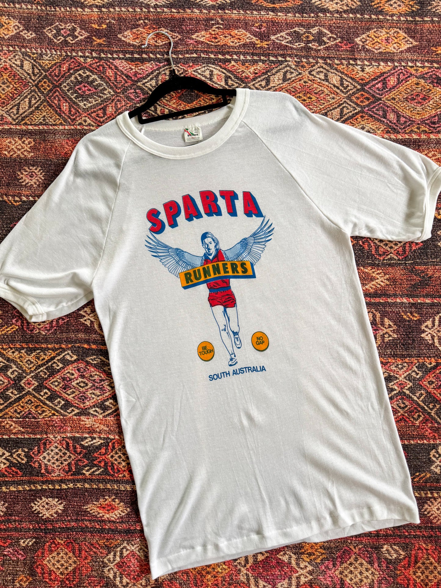 VINTAGE 1980S BONDS SPARTA RUNNERS SINGLE STITCH RINGER T-SHIRT XL