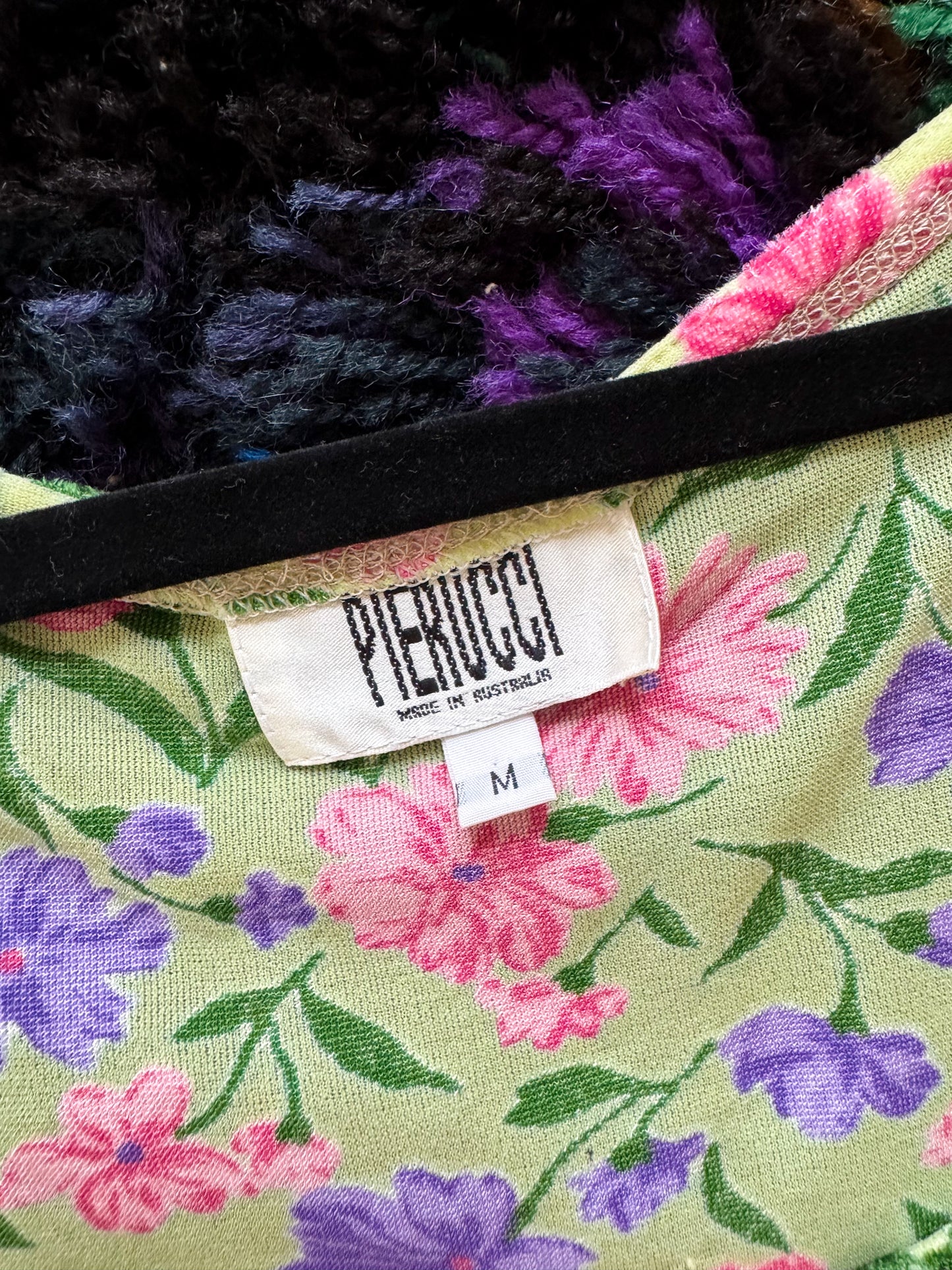 VINTAGE 1990S AUSTRALIAN PIERUCCI FLORAL VELVET BURNOUT TANK TOP S