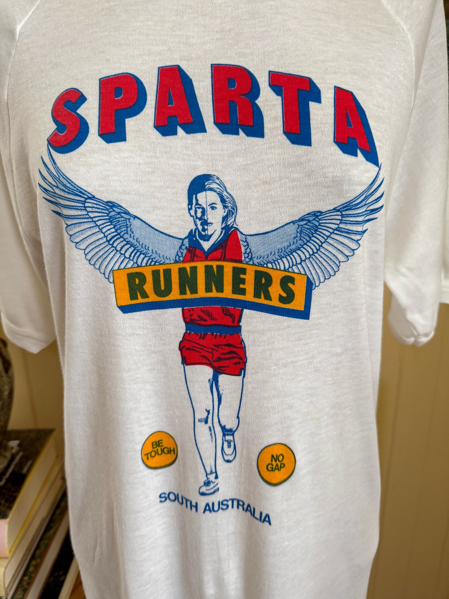 VINTAGE 1980S BONDS SPARTA RUNNERS SINGLE STITCH RINGER T-SHIRT XL