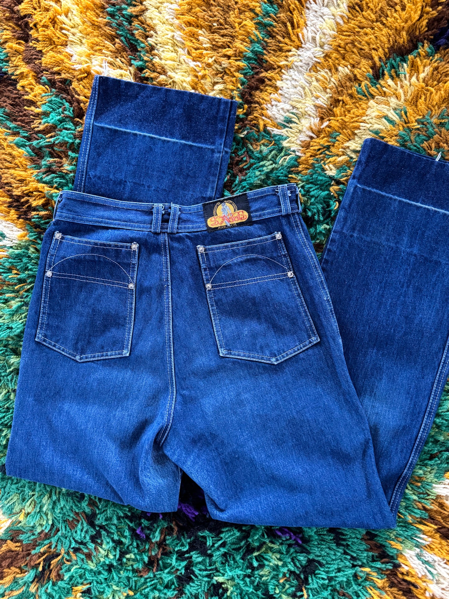 VINTAGE 1980S SCAGGS HIGH WAIST STRAIGHT LEG DENIM JEANS S/M