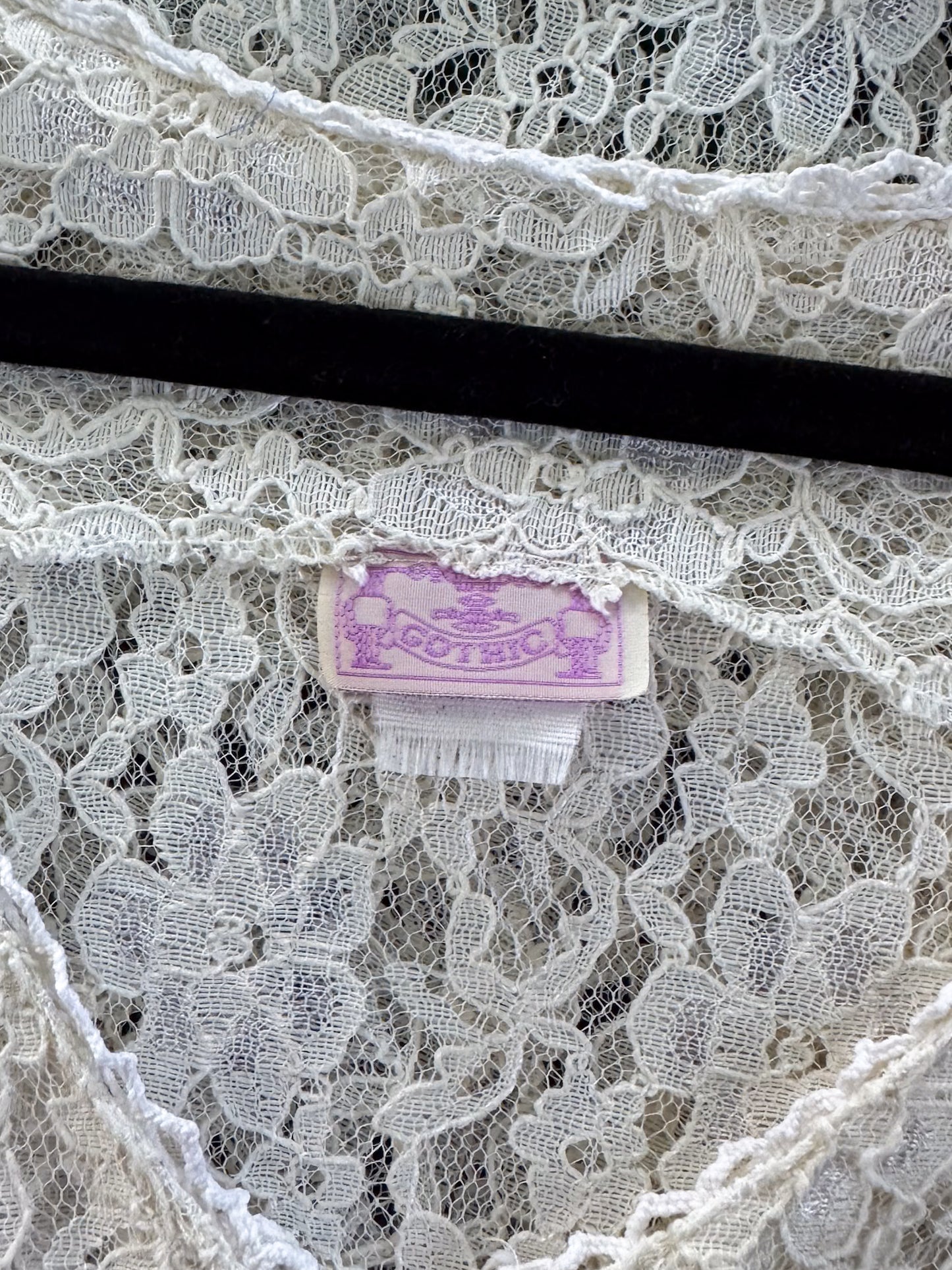 VINTAGE 1990S IVORY LACE SLEEVELESS MAXI DUSTER DRESS S