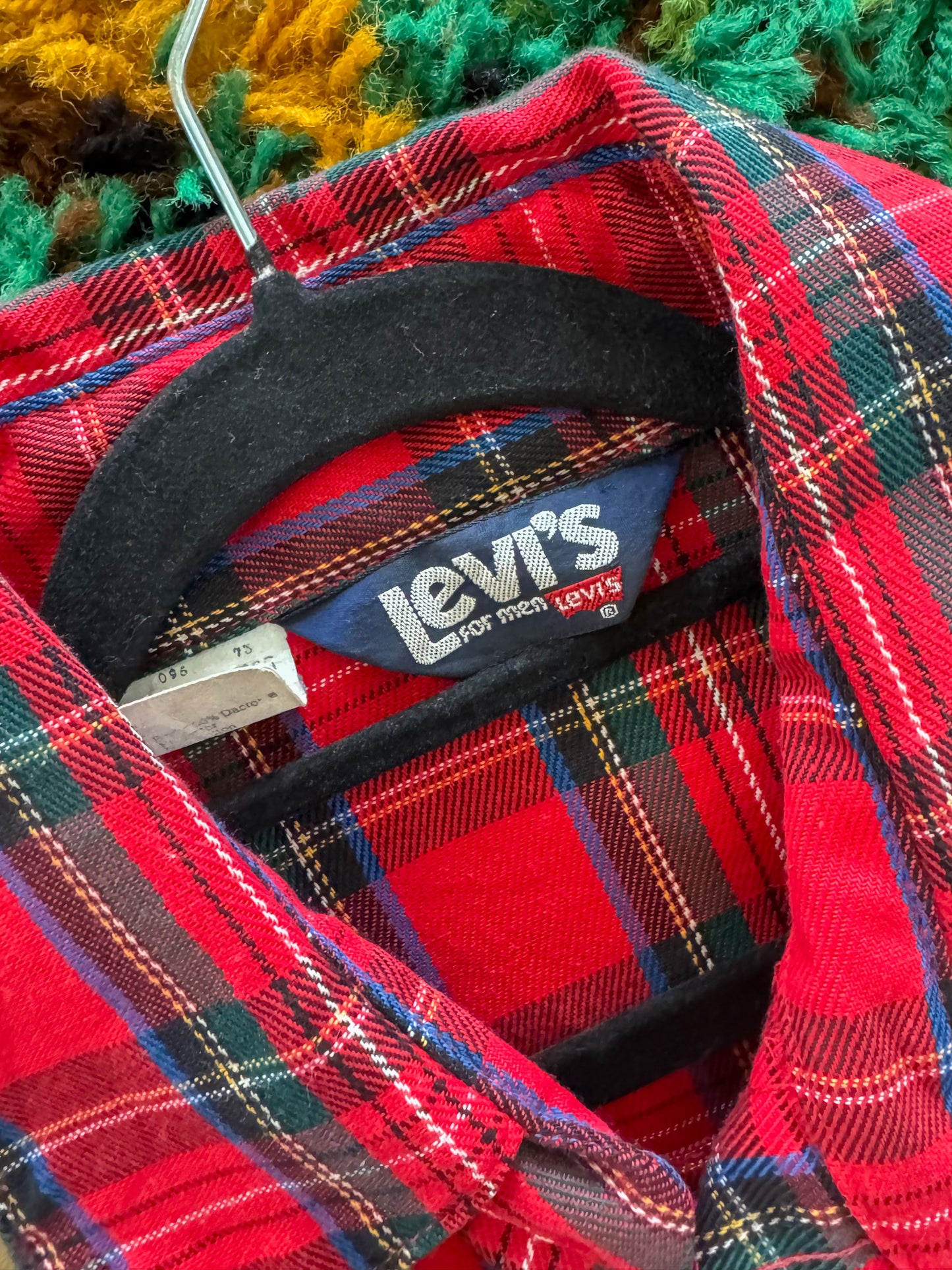 VINTAGE 1970S RARE LEVI’S FOR MEN COTTON/POLY WESTERN PLAID SHIRT M