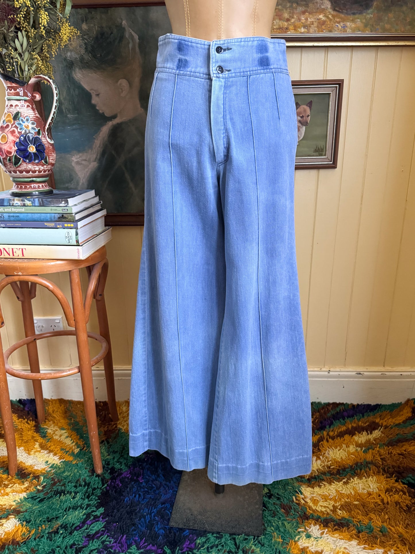 VINTAGE 1970S JUDAS HIGH WAIST BELLBOTTOM FLARE DENIM JEANS XS