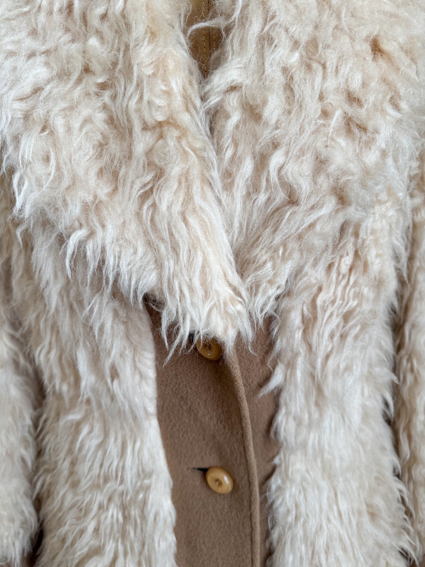 VINTAGE 1970S EAST GERMAN FLOKATI WOOL LONGLINE PENNY LANE COAT S/M