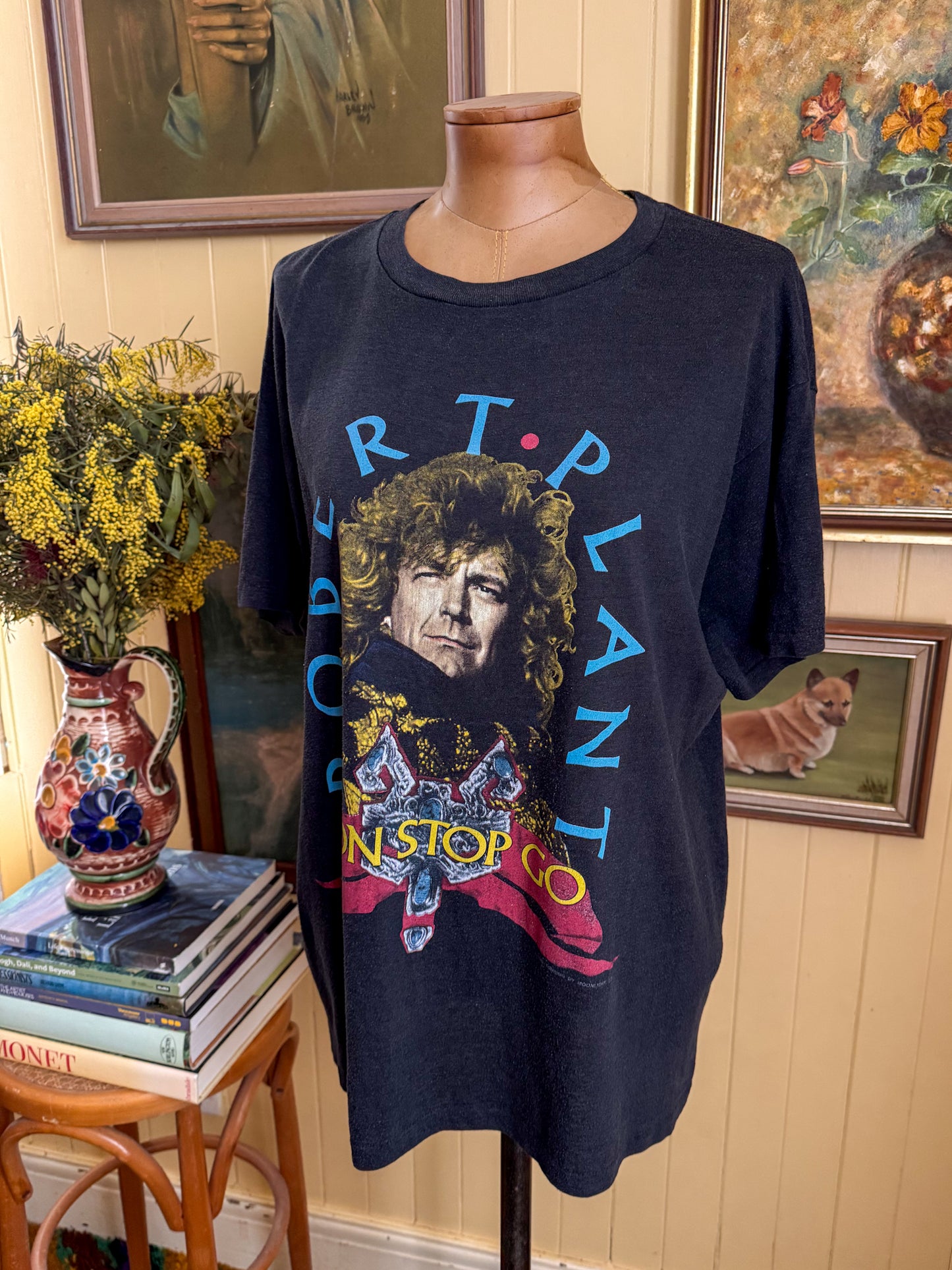 VINTAGE 1988 ROBERT PLANT NON-STOP GO WORLD TOUR PRINT BAND TSHIRT L/XL