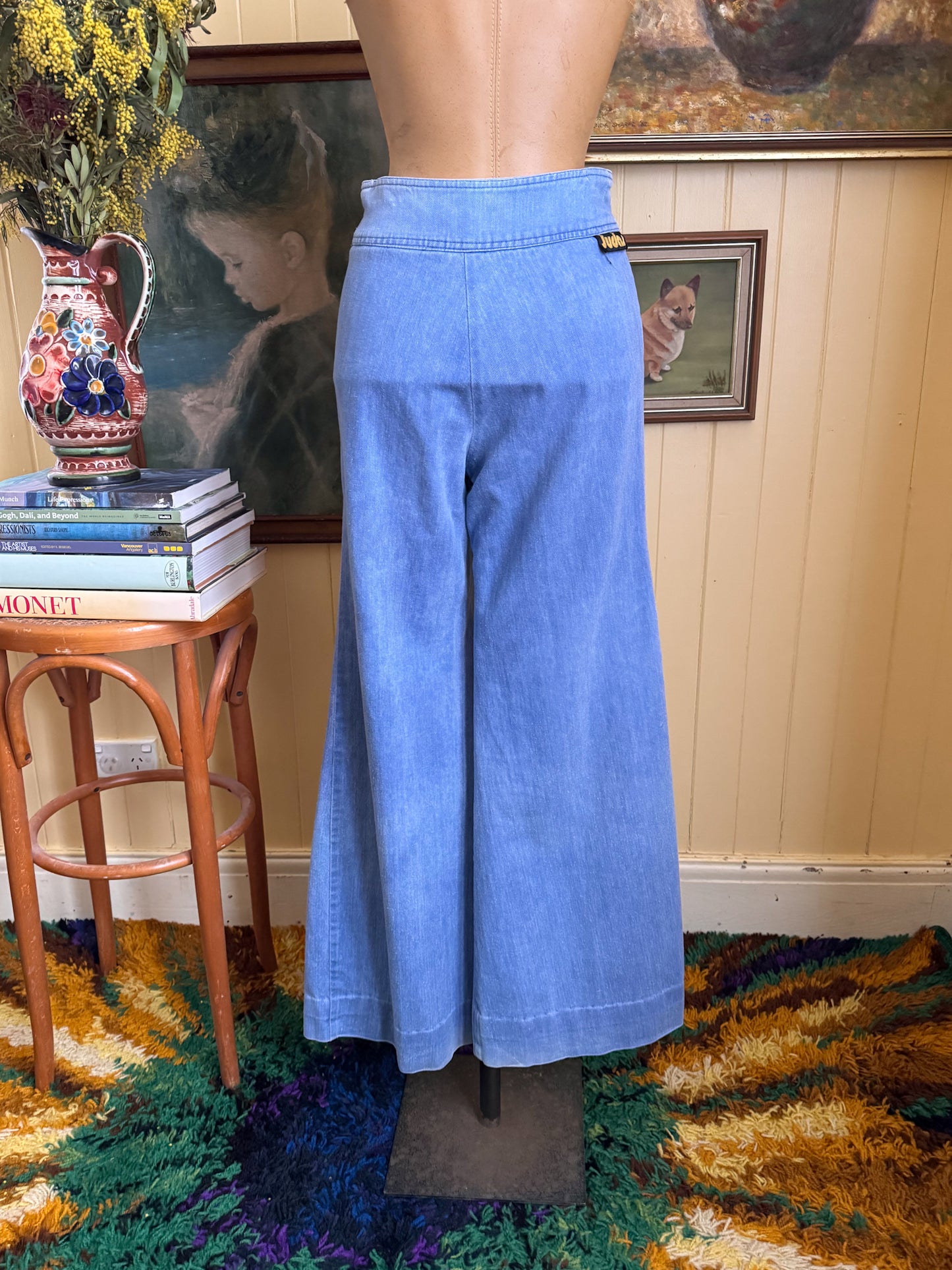 VINTAGE 1970S JUDAS HIGH WAIST BELLBOTTOM FLARE DENIM JEANS XS