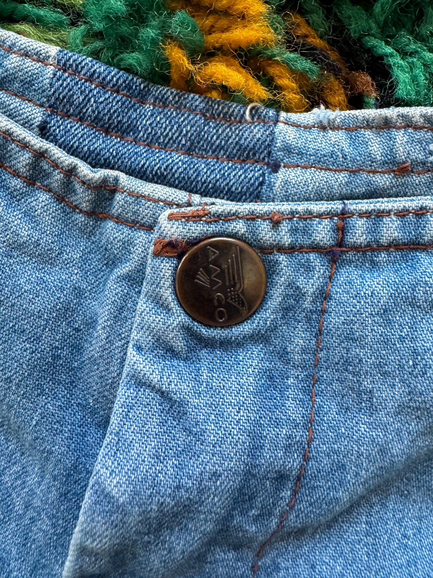 VINTAGE 1970S AMCO WIDE LEG HIGH WAIST FLARE DENIM JEANS S