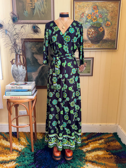 VINTAGE 1960S RALSTON TRICEL PSYCHEDELIC PRINT WIDE LEG JUMPSUIT M/L