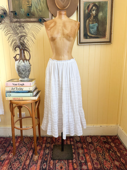 VINTAGE 1970S ASAAN INDIAN COTTON TIERED PEASANT SKIRT M