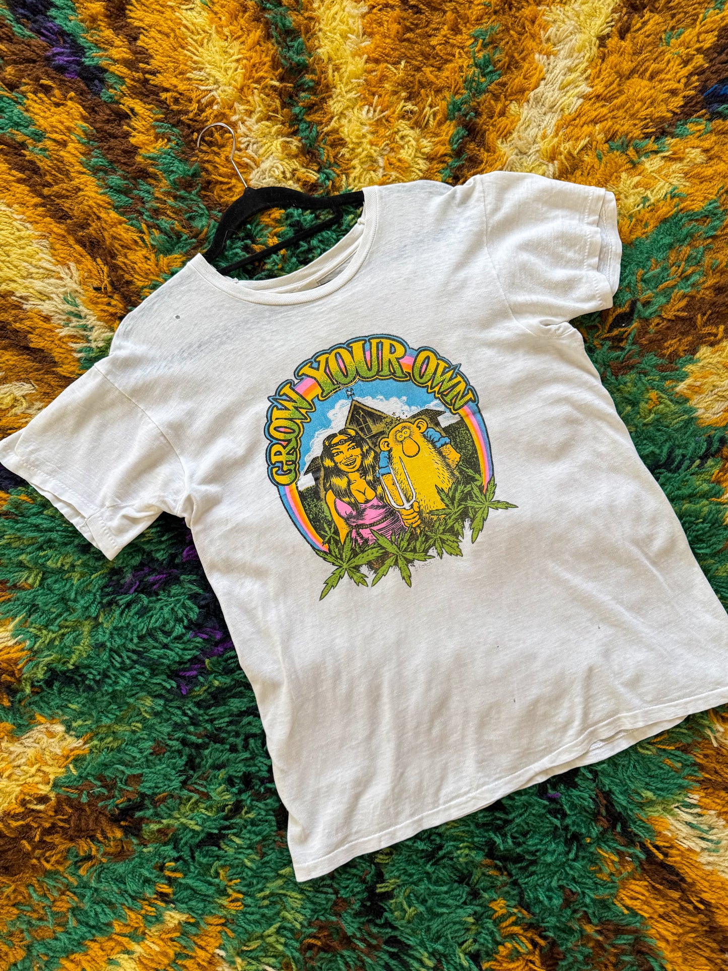 VINTAGE 1970S RARE ROBERT CRUMB “GROW YOUR OWN” PRINT SINGLE STITCH TSHIRT S/M