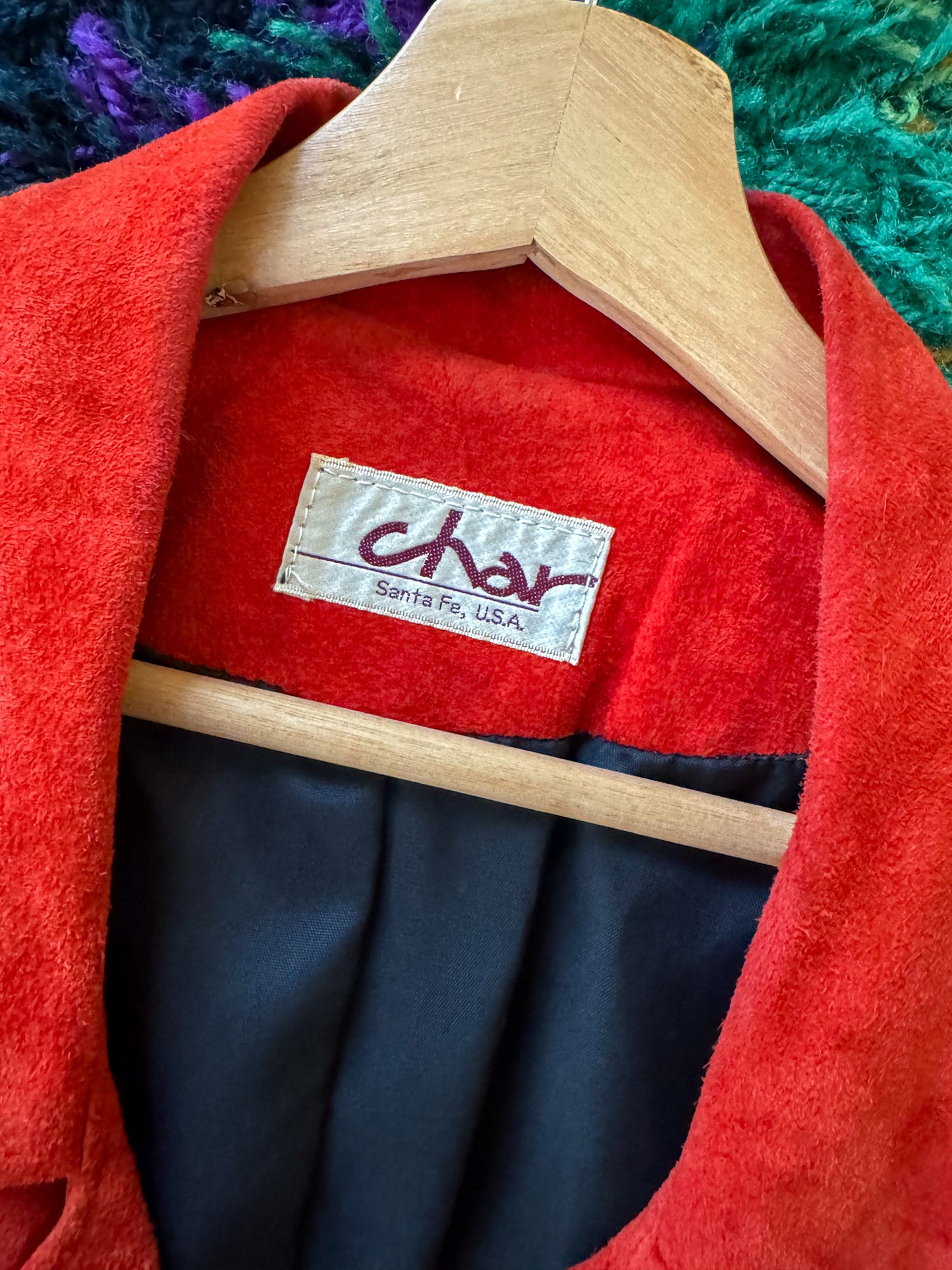 VINTAGE RARE CHAR SANTA FE RED SUEDE FRINGED EMBROIDERED WESTERN JACKET M
