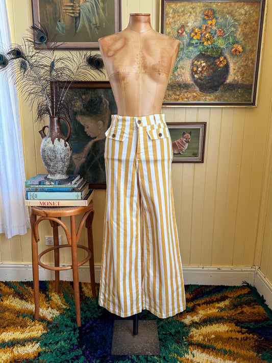 PRELOVED SUGARHIGH LOVESTONED USA COTTON STRIPED WOODY WIDE LEG PANTS XS/S