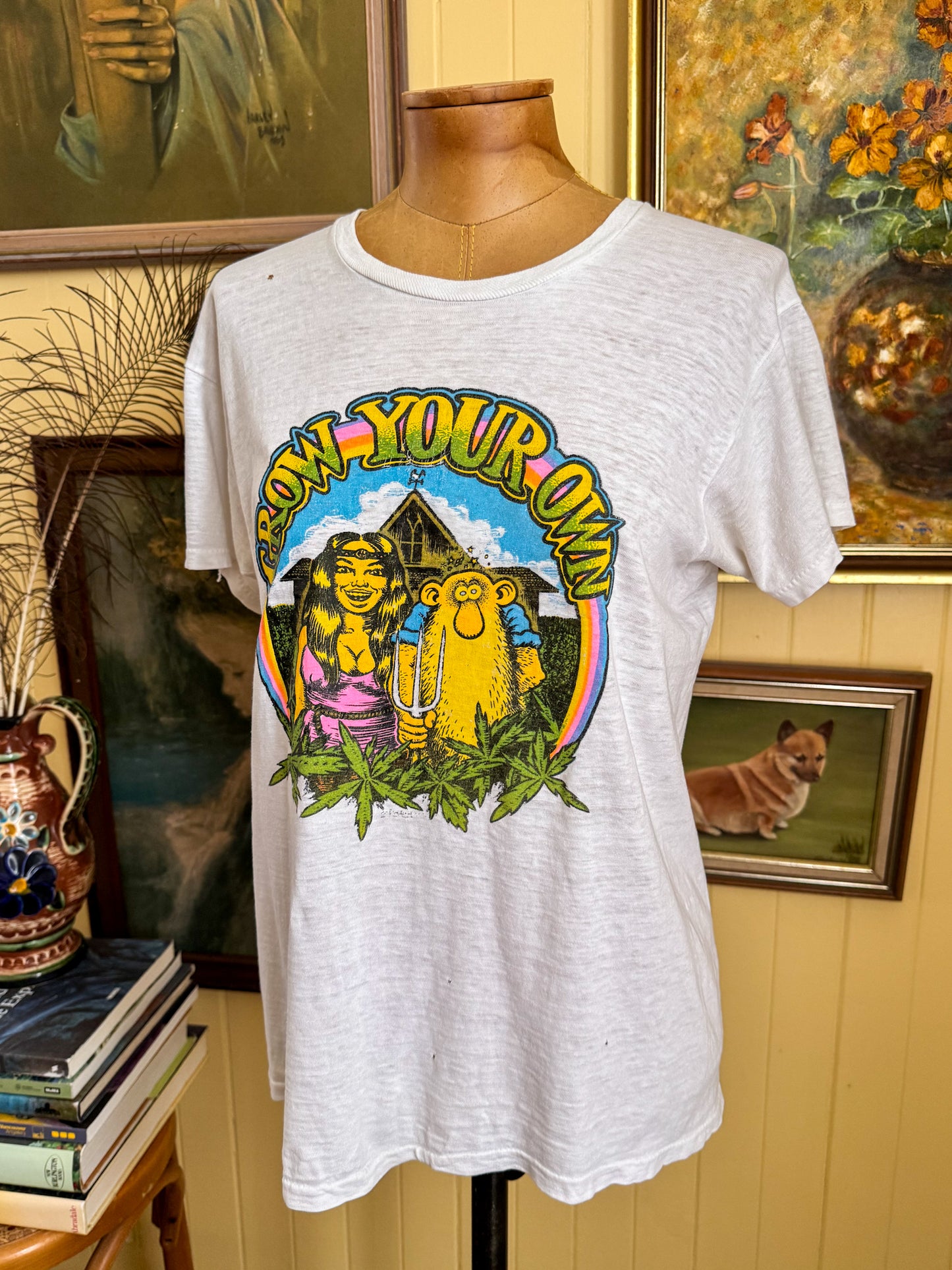 VINTAGE 1970S RARE ROBERT CRUMB “GROW YOUR OWN” PRINT SINGLE STITCH TSHIRT S/M